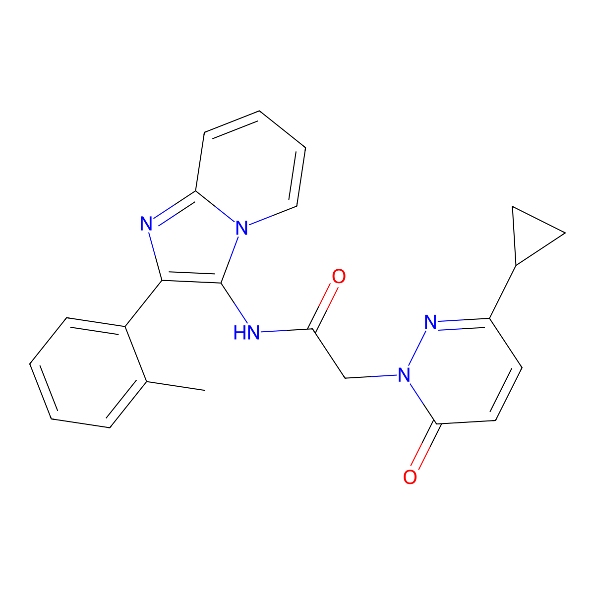 2-(3-cyclopropyl-6-oxopyridazin-1(6H)-yl)-N-(2-(o-tolyl)imidazo[1,2-a]pyridin-3-yl)acetamide molecular structure, CAS 2034425-33-5