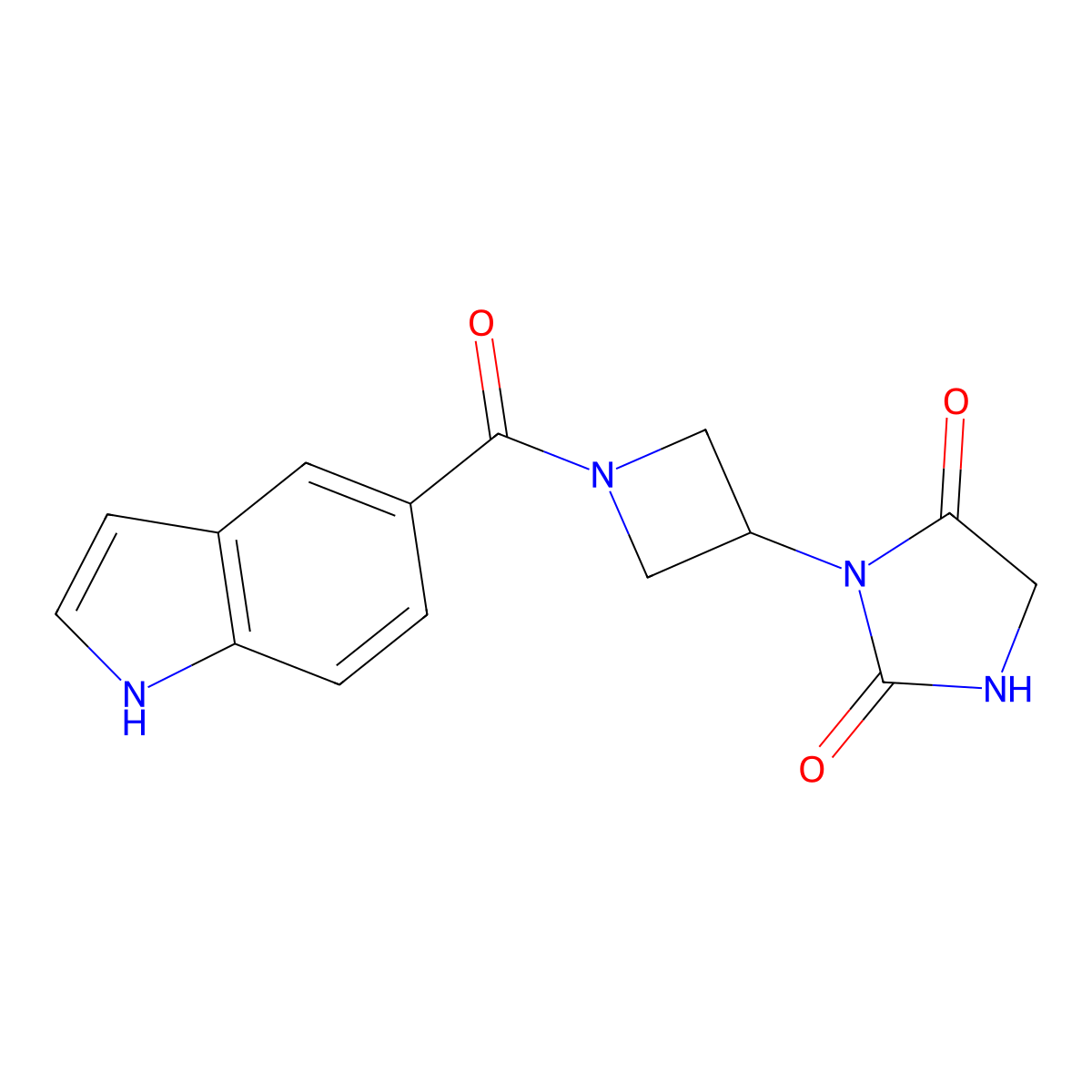 3-[1-(1H-indole-5-carbonyl)azetidin-3-yl]imidazolidine-2,4-dione molecular structure, CAS 2034425-34-6
