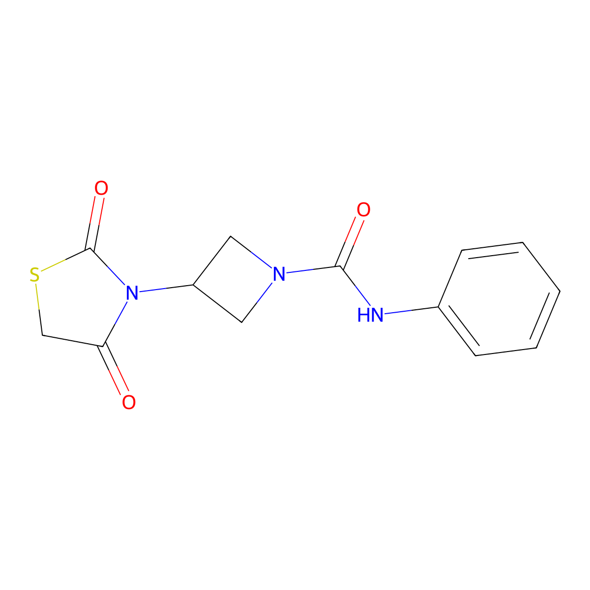 3-(2,4-dioxothiazolidin-3-yl)-N-phenylazetidine-1-carboxamide molecular structure, CAS 2034425-38-0