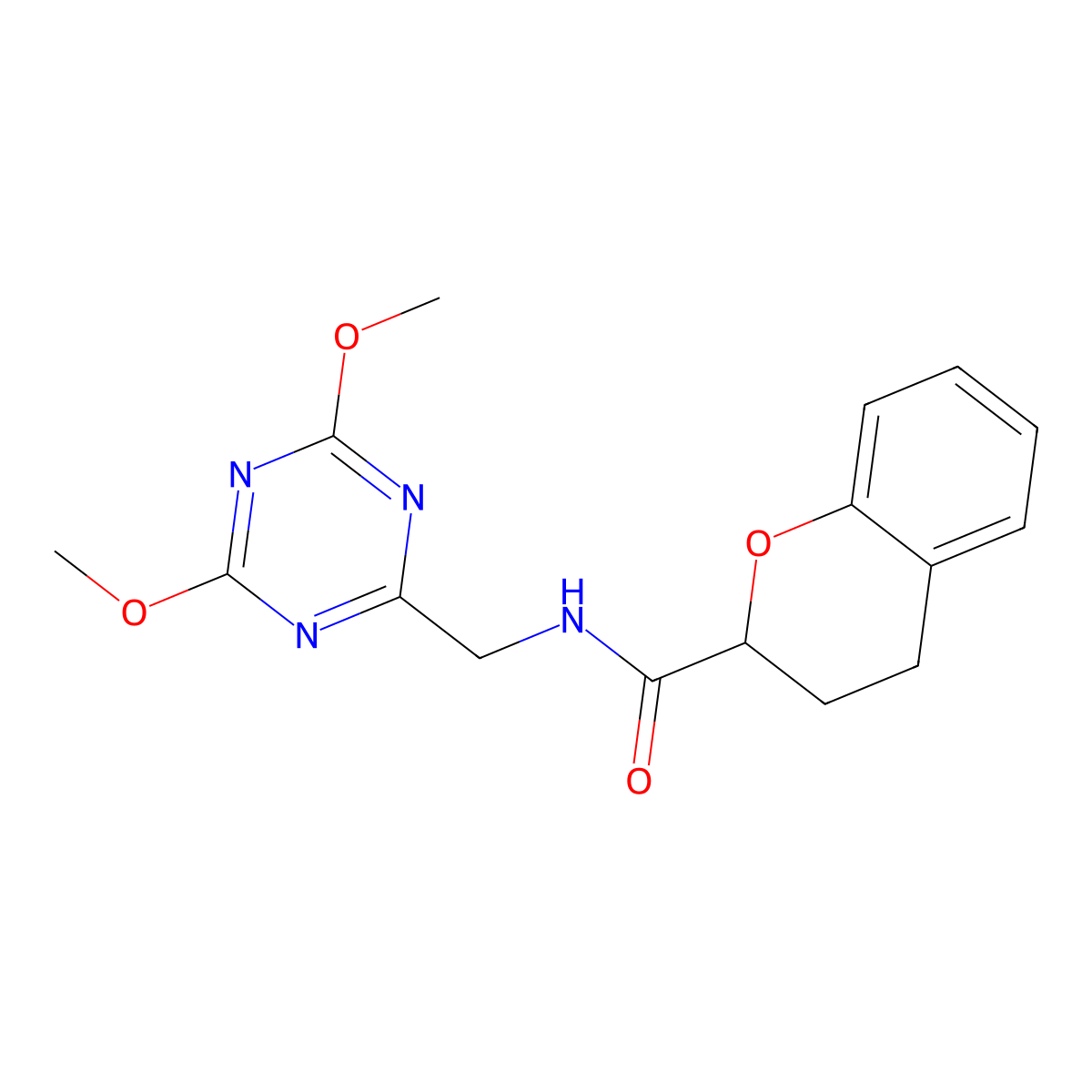 N-((4,6-dimethoxy-1,3,5-triazin-2-yl)methyl)chroman-2-carboxamide molecular structure, CAS 2034425-41-5
