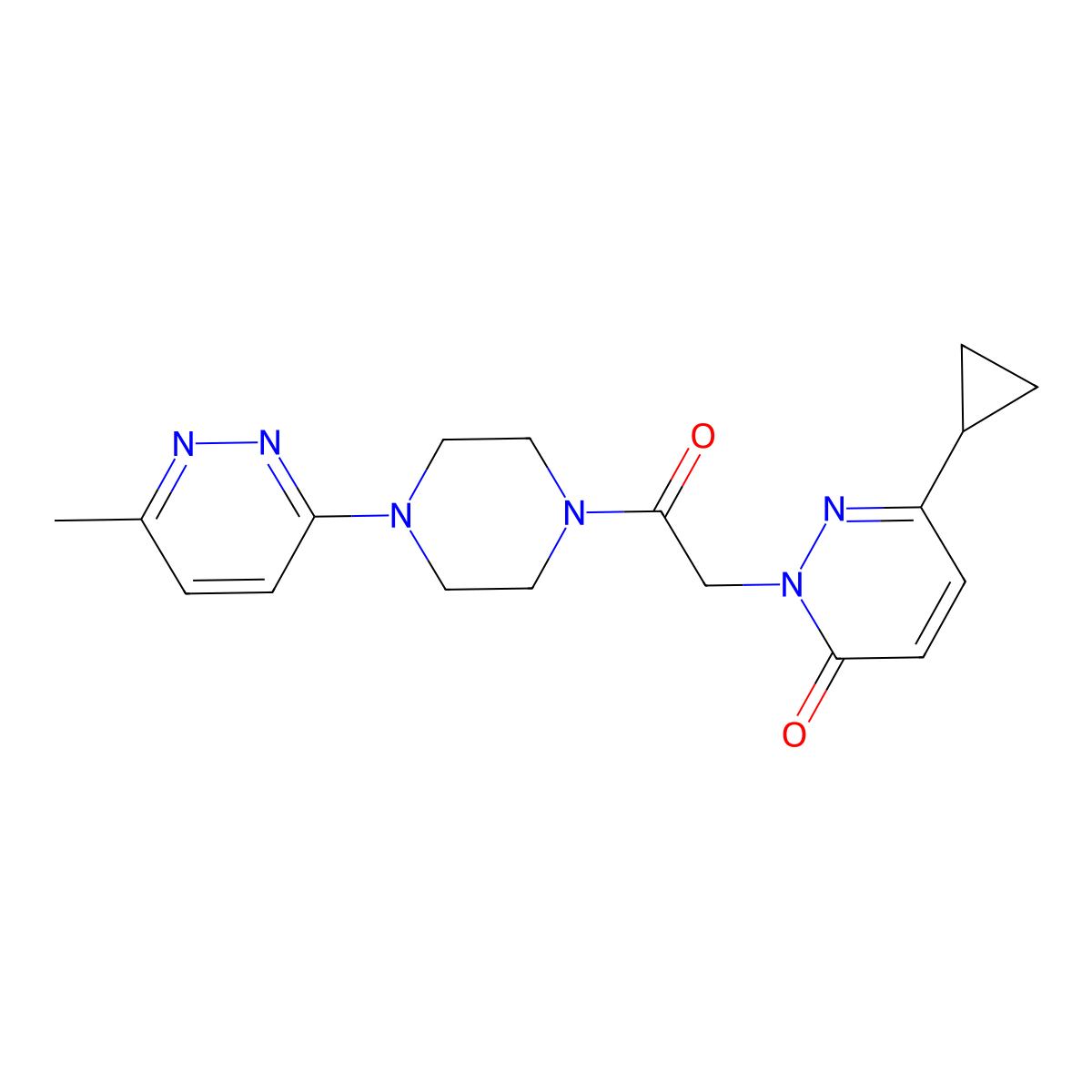6-cyclopropyl-2-(2-(4-(6-methylpyridazin-3-yl)piperazin-1-yl)-2-oxoethyl)pyridazin-3(2H)-one molecular structure, CAS 2034425-42-6