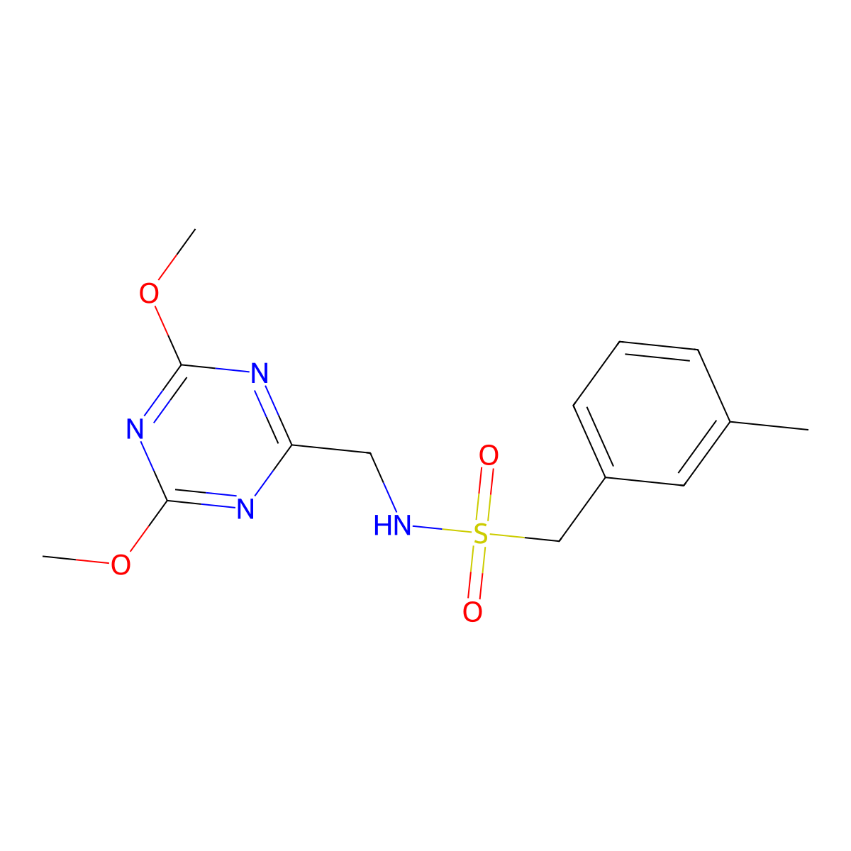 N-((4,6-dimethoxy-1,3,5-triazin-2-yl)methyl)-1-(m-tolyl)methanesulfonamide molecular structure, CAS 2034425-47-1