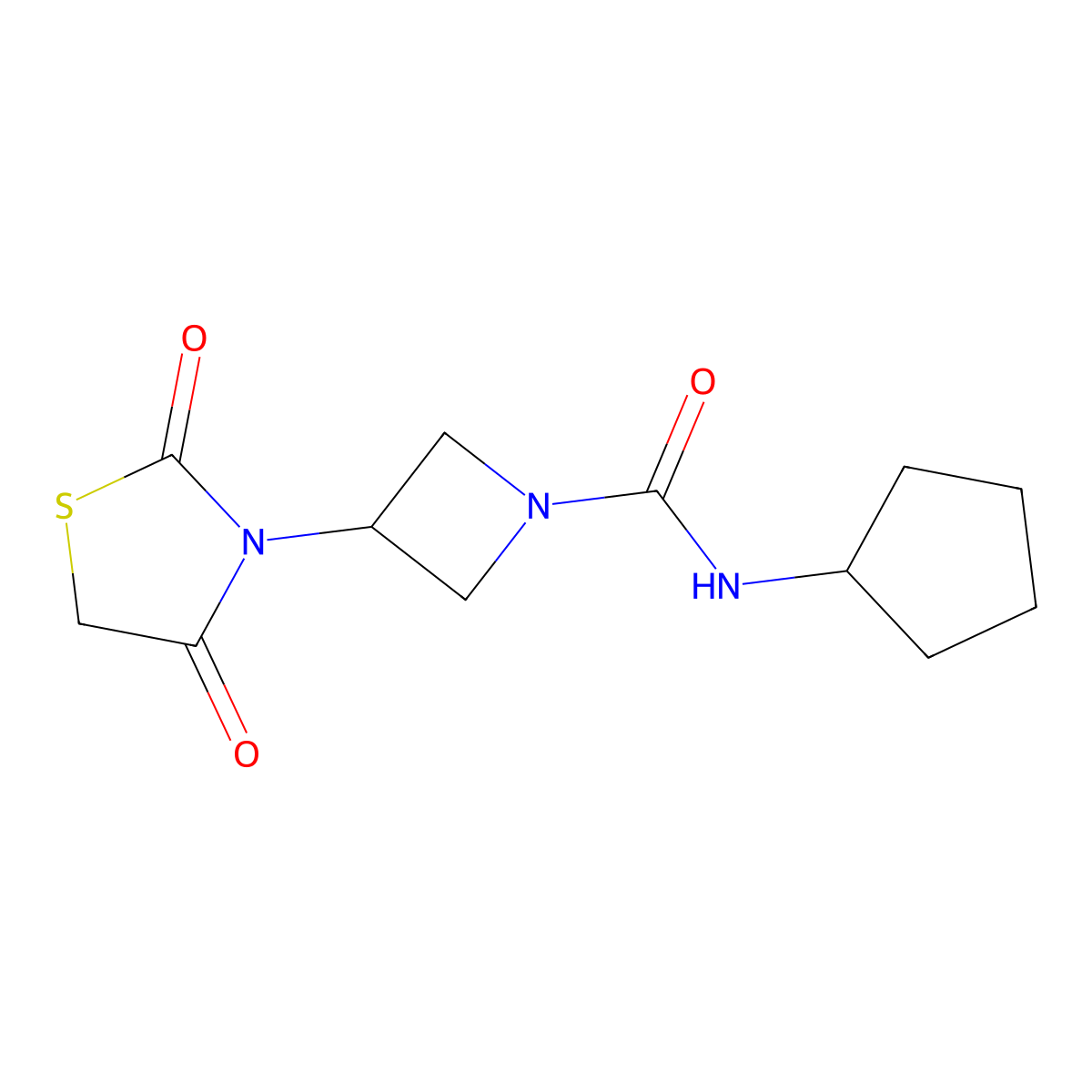 N-cyclopentyl-3-(2,4-dioxothiazolidin-3-yl)azetidine-1-carboxamide molecular structure, CAS 2034425-48-2