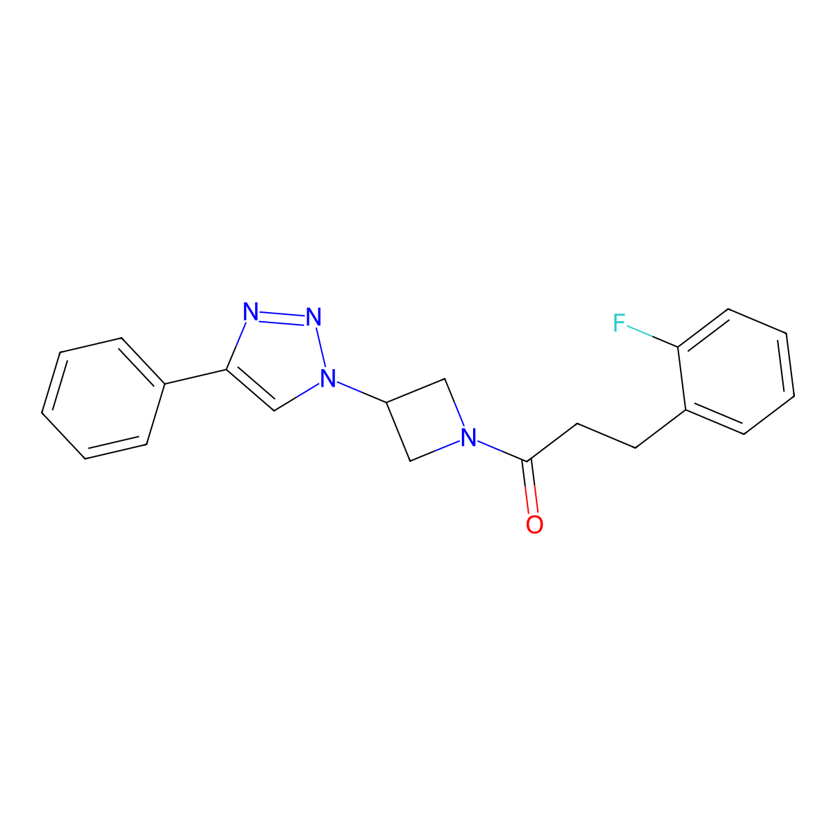 3-(2-fluorophenyl)-1-(3-(4-phenyl-1H-1,2,3-triazol-1-yl)azetidin-1-yl)propan-1-one molecular structure, CAS 2034425-50-6