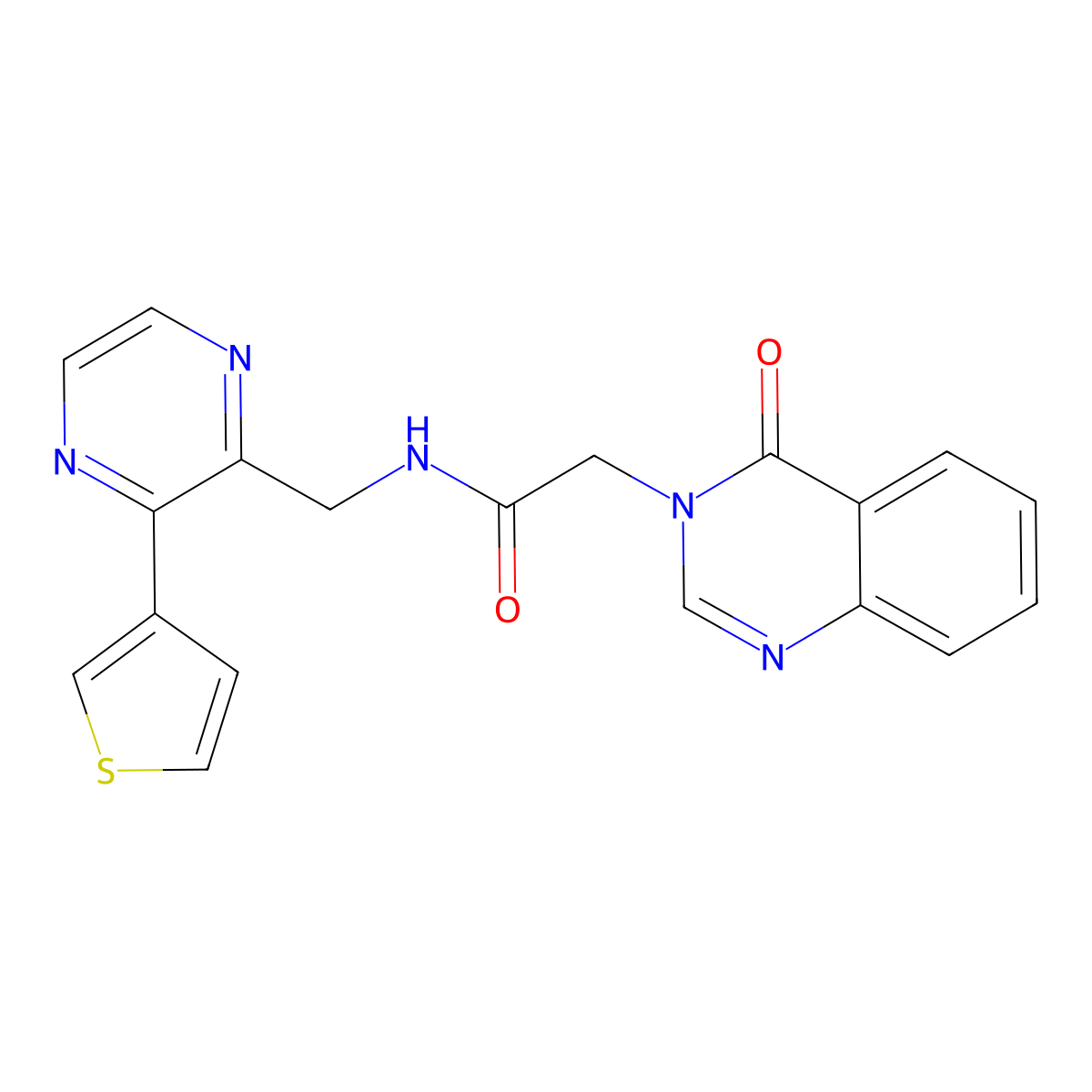 2-(4-oxoquinazolin-3(4H)-yl)-N-((3-(thiophen-3-yl)pyrazin-2-yl)methyl)acetamide molecular structure, CAS 2034425-52-8