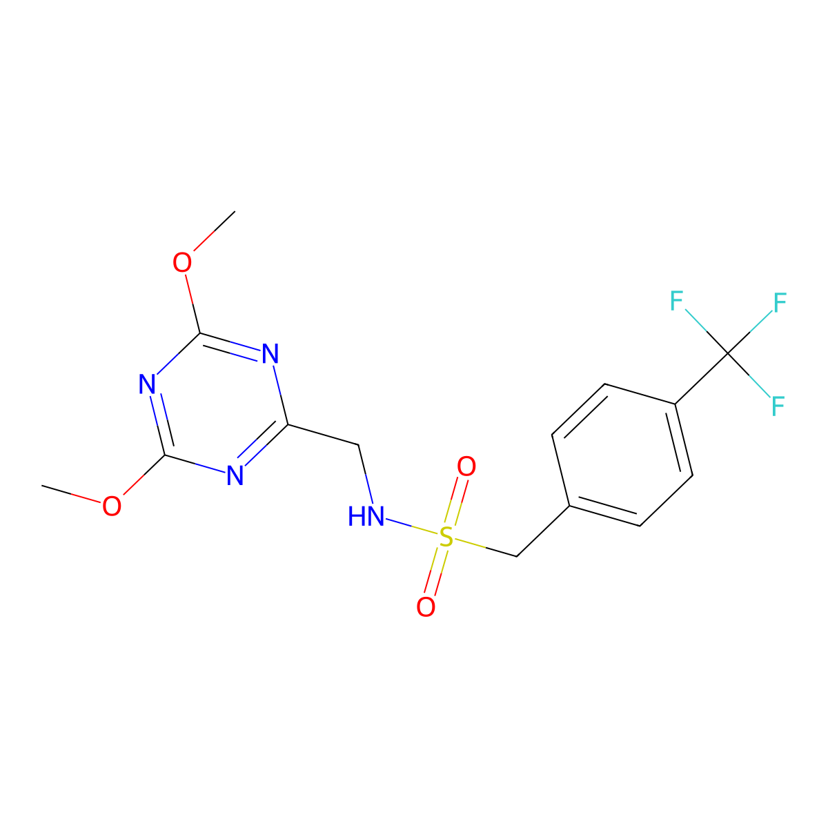 N-[(4,6-dimethoxy-1,3,5-triazin-2-yl)methyl]-1-[4-(trifluoromethyl)phenyl]methanesulfonamide molecular structure, CAS 2034425-54-0
