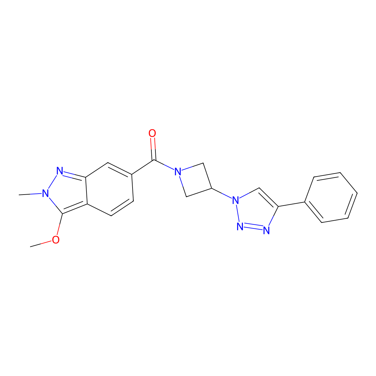 (3-methoxy-2-methyl-2H-indazol-6-yl)(3-(4-phenyl-1H-1,2,3-triazol-1-yl)azetidin-1-yl)methanone molecular structure, CAS 2034425-56-2