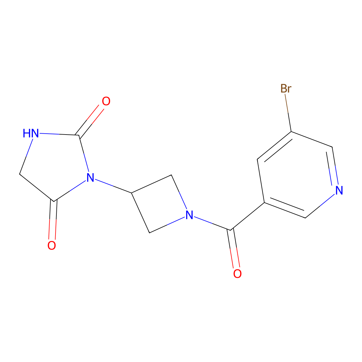 3-(1-(5-Bromonicotinoyl)azetidin-3-yl)imidazolidine-2,4-dione molecular structure, CAS 2034425-60-8