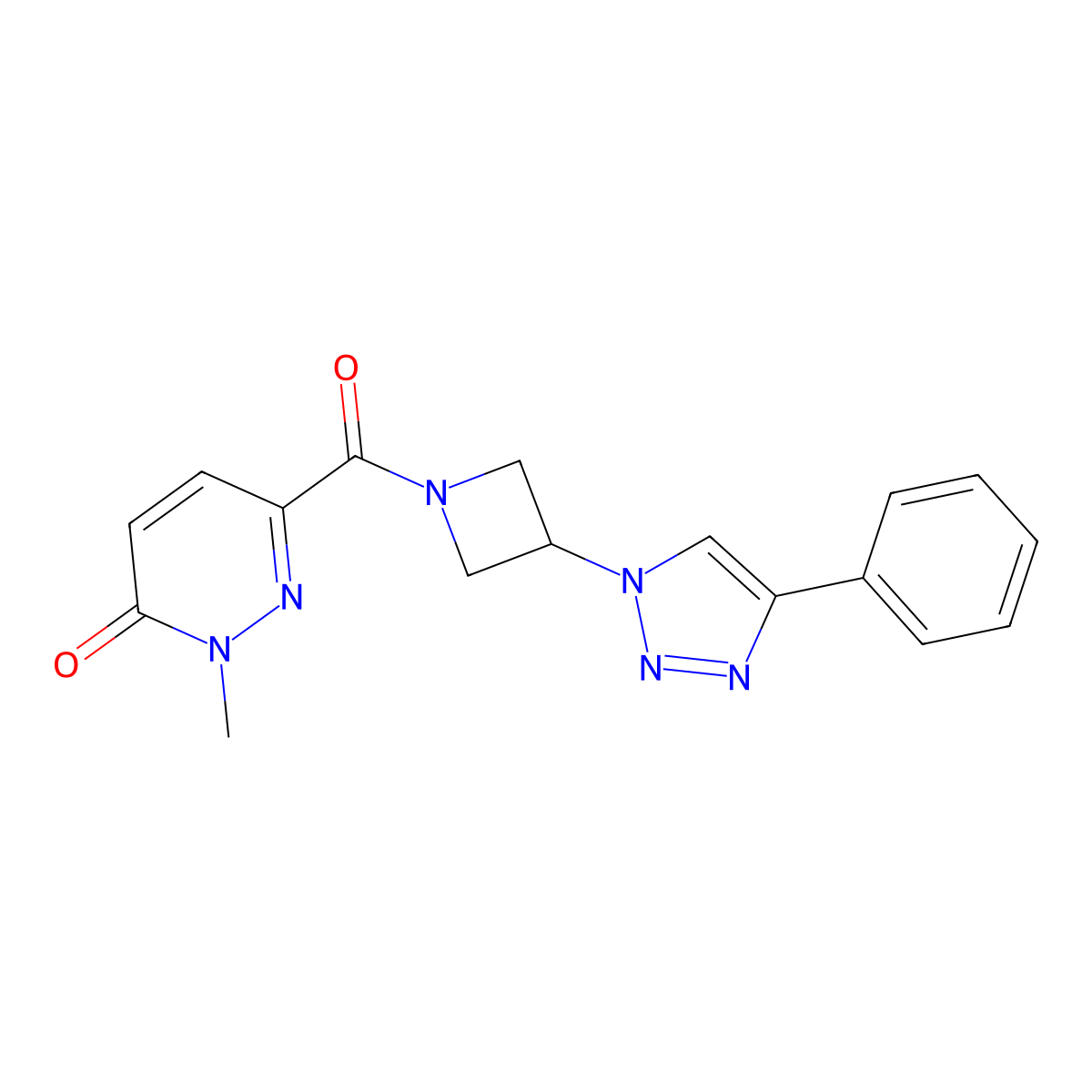 2-methyl-6-(3-(4-phenyl-1H-1,2,3-triazol-1-yl)azetidine-1-carbonyl)pyridazin-3(2H)-one molecular structure, CAS 2034425-62-0