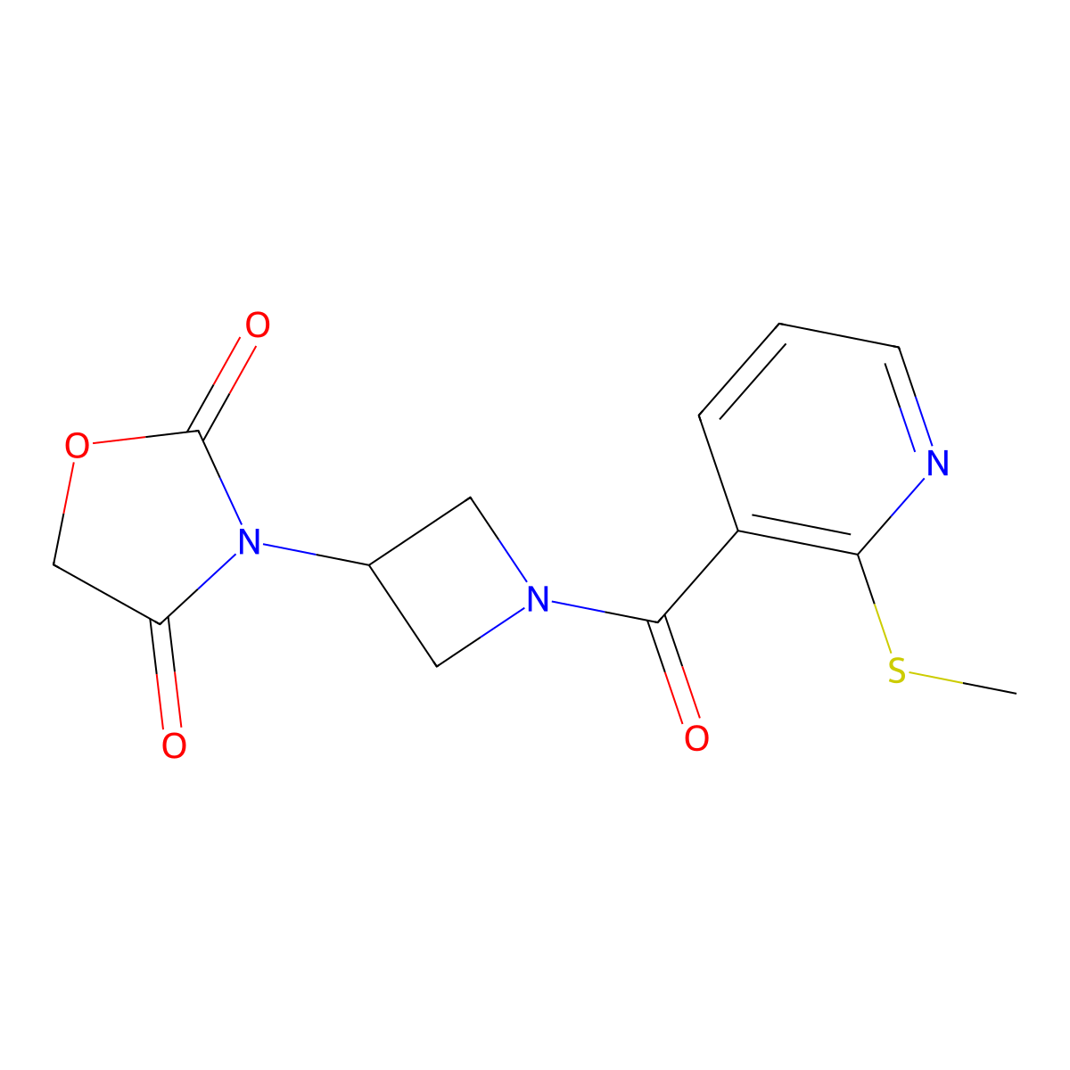 3-(1-(2-(Methylthio)nicotinoyl)azetidin-3-yl)oxazolidine-2,4-dione molecular structure, CAS 2034425-63-1