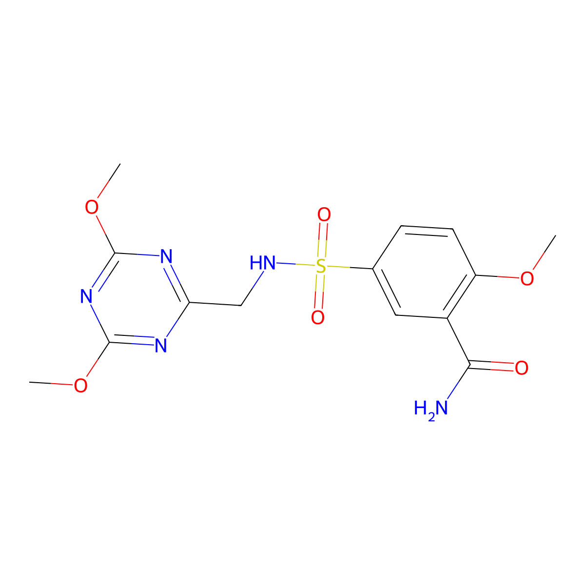 5-(N-((4,6-dimethoxy-1,3,5-triazin-2-yl)methyl)sulfamoyl)-2-methoxybenzamide molecular structure, CAS 2034425-67-5