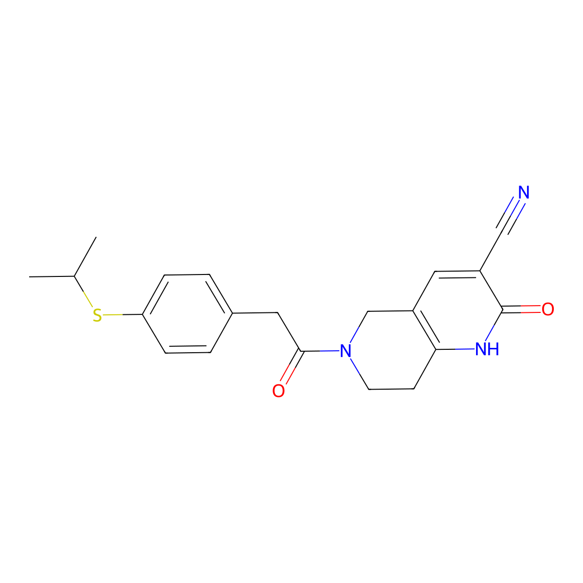 6-(2-(4-(Isopropylthio)phenyl)acetyl)-2-oxo-1,2,5,6,7,8-hexahydro-1,6-naphthyridine-3-carbonitrile molecular structure, CAS 2034425-72-2