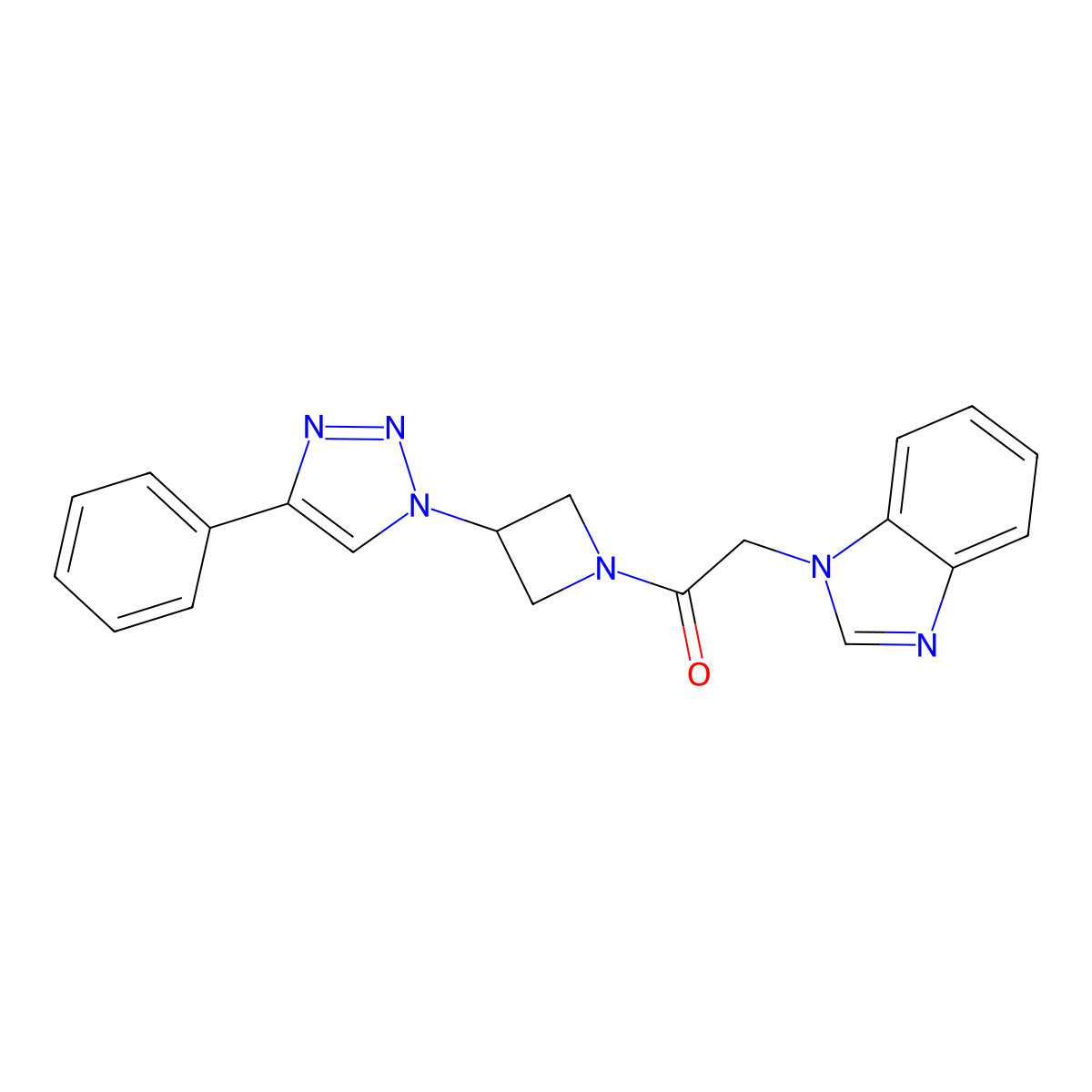 2-(1H-benzo[d]imidazol-1-yl)-1-(3-(4-phenyl-1H-1,2,3-triazol-1-yl)azetidin-1-yl)ethanone molecular structure, CAS 2034425-73-3