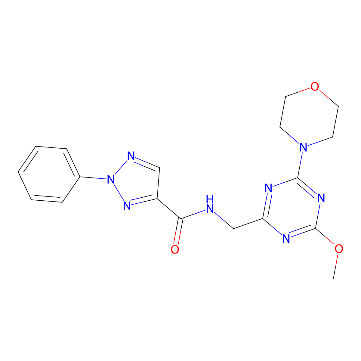 N-((4-methoxy-6-morpholino-1,3,5-triazin-2-yl)methyl)-2-phenyl-2H-1,2,3-triazole-4-carboxamide molecular structure, CAS 2034425-76-6