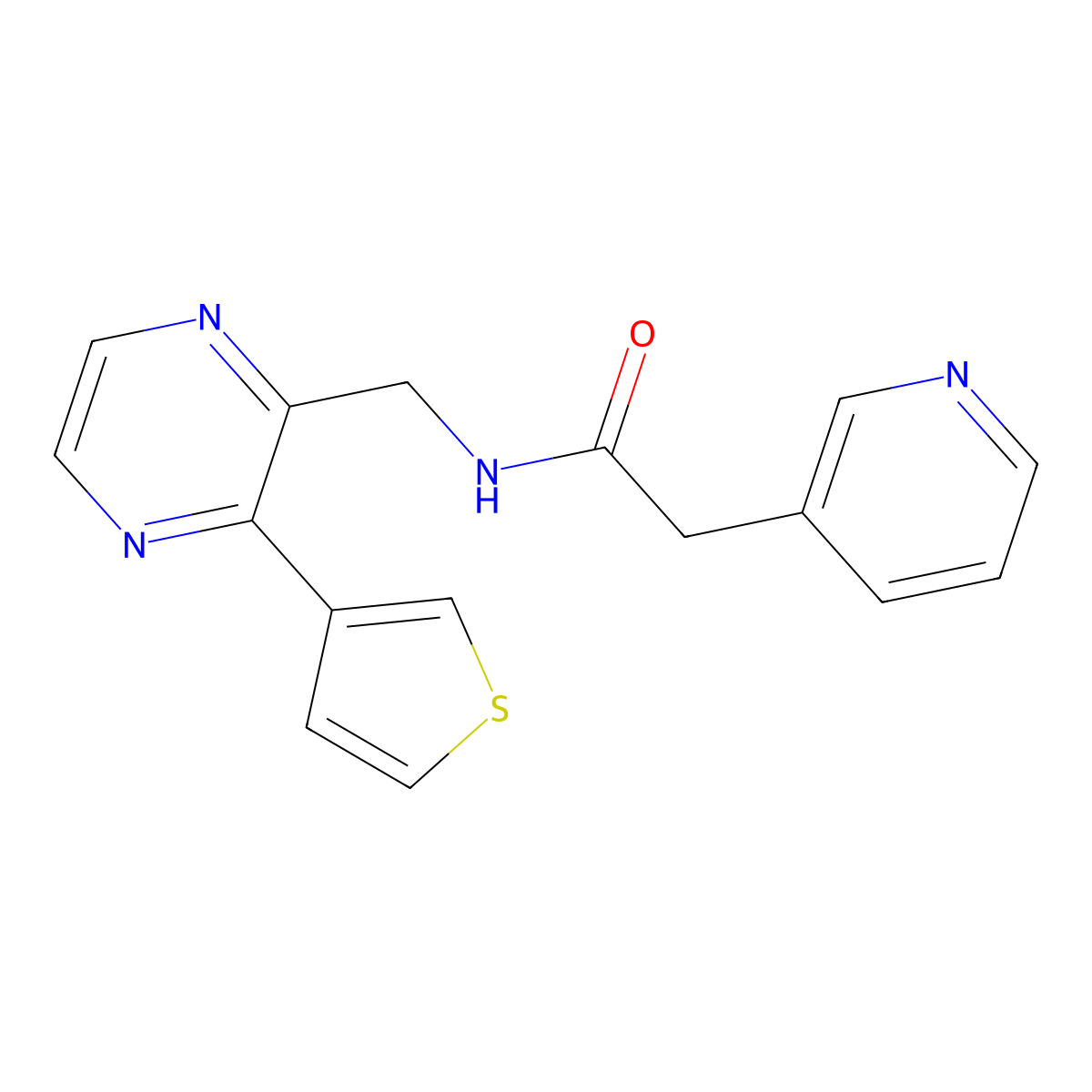2-(pyridin-3-yl)-N-((3-(thiophen-3-yl)pyrazin-2-yl)methyl)acetamide molecular structure, CAS 2034425-78-8