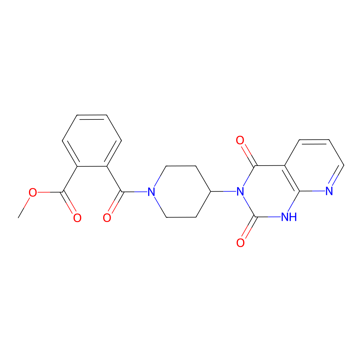 methyl 2-(4-(2,4-dioxo-1,2-dihydropyrido[2,3-d]pyrimidin-3(4H)-yl)piperidine-1-carbonyl)benzoate molecular structure, CAS 2034425-79-9