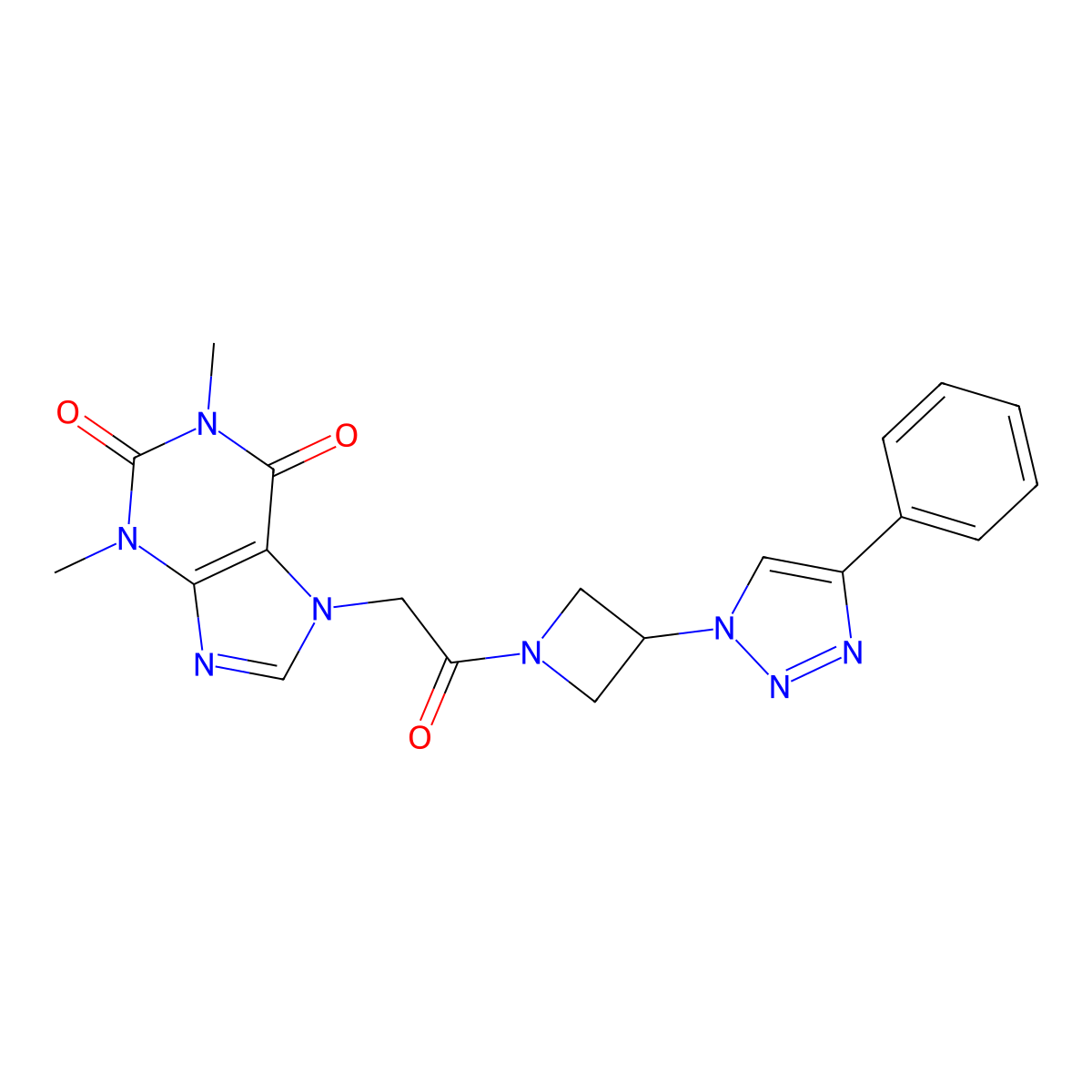 1,3-dimethyl-7-(2-oxo-2-(3-(4-phenyl-1H-1,2,3-triazol-1-yl)azetidin-1-yl)ethyl)-1H-purine-2,6(3H,7H)-dione molecular structure, CAS 2034425-82-4