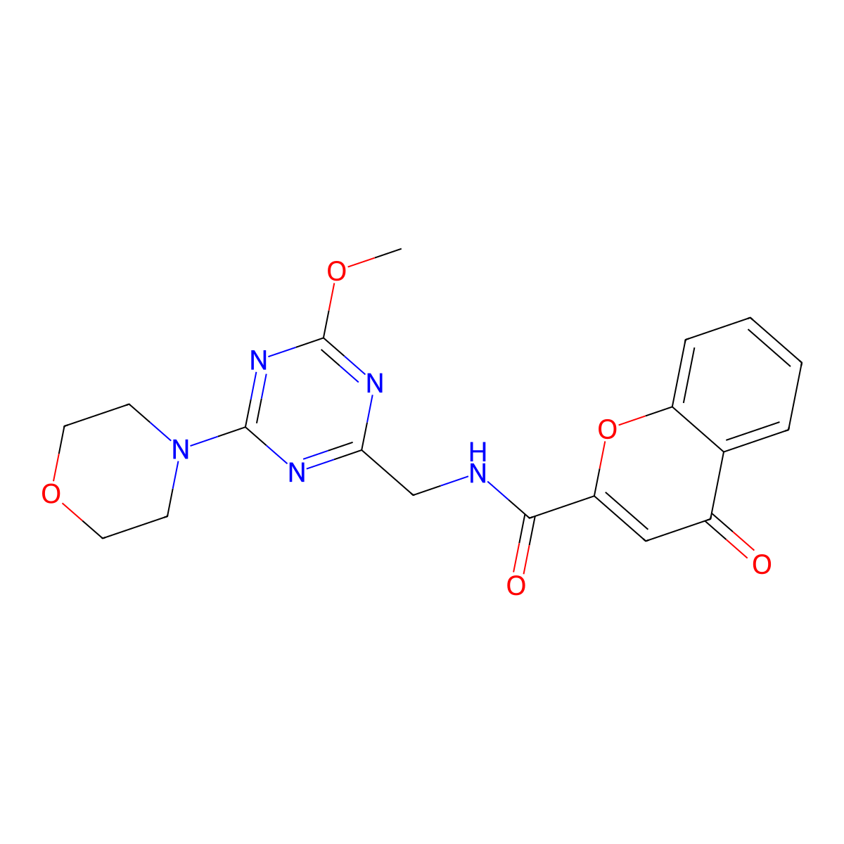 N-((4-methoxy-6-morpholino-1,3,5-triazin-2-yl)methyl)-4-oxo-4H-chromene-2-carboxamide molecular structure, CAS 2034425-83-5