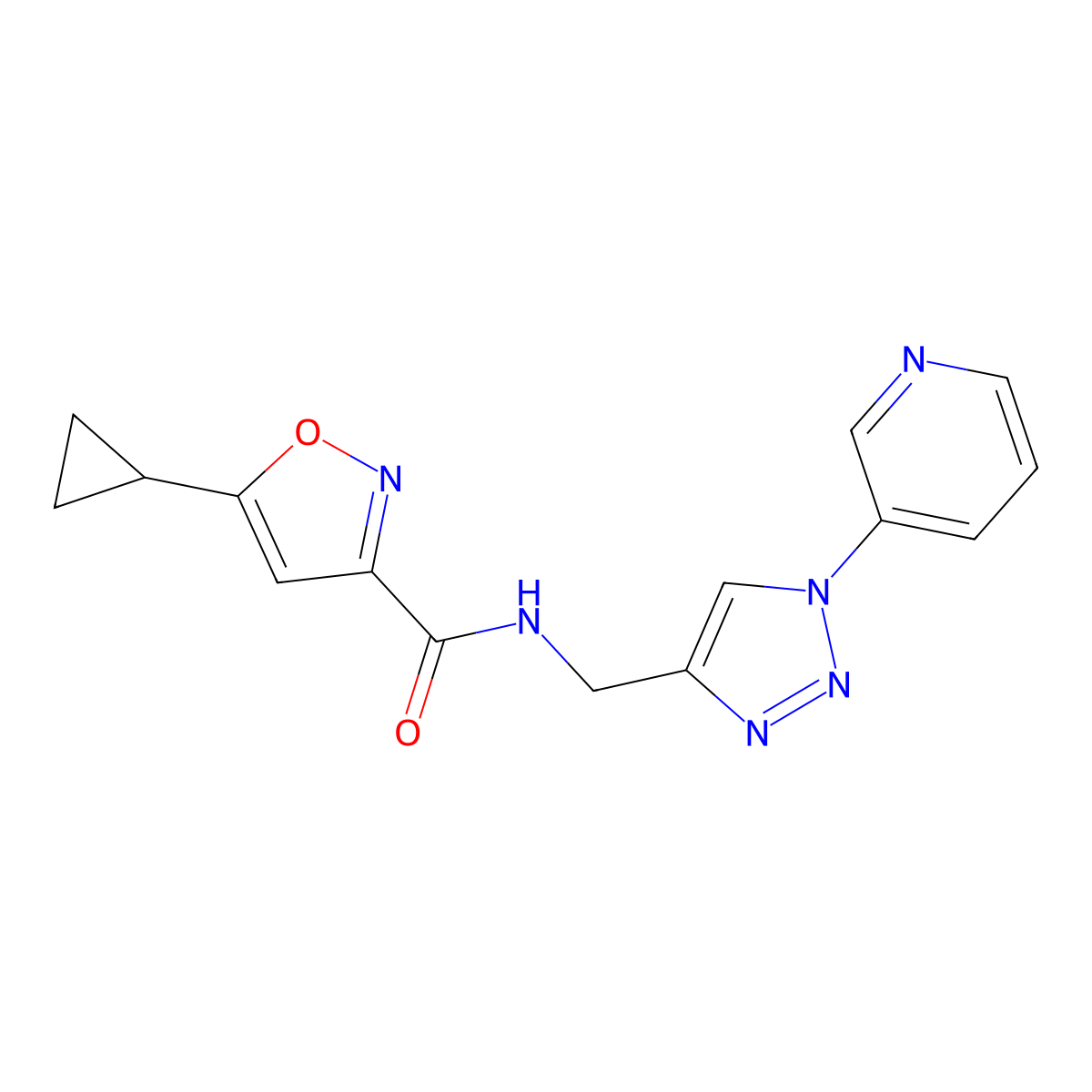 5-cyclopropyl-N-((1-(pyridin-3-yl)-1H-1,2,3-triazol-4-yl)methyl)isoxazole-3-carboxamide molecular structure, CAS 2034425-88-0