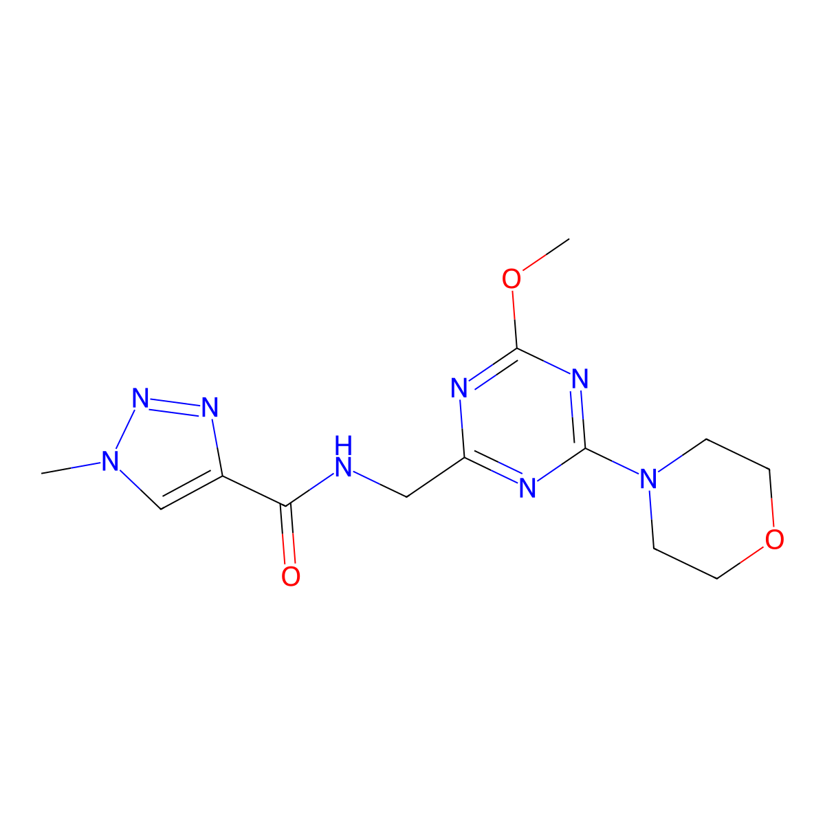 N-((4-methoxy-6-morpholino-1,3,5-triazin-2-yl)methyl)-1-methyl-1H-1,2,3-triazole-4-carboxamide molecular structure, CAS 2034425-89-1