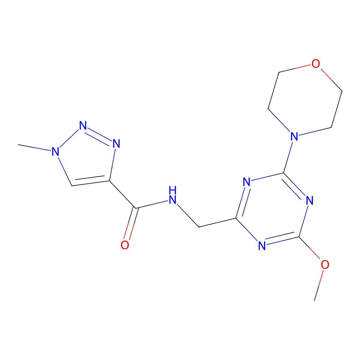 N-((4-methoxy-6-morpholino-1,3,5-triazin-2-yl)methyl)-1-methyl-1H-1,2,3-triazole-4-carboxamide molecular structure, CAS 2034425-89-1