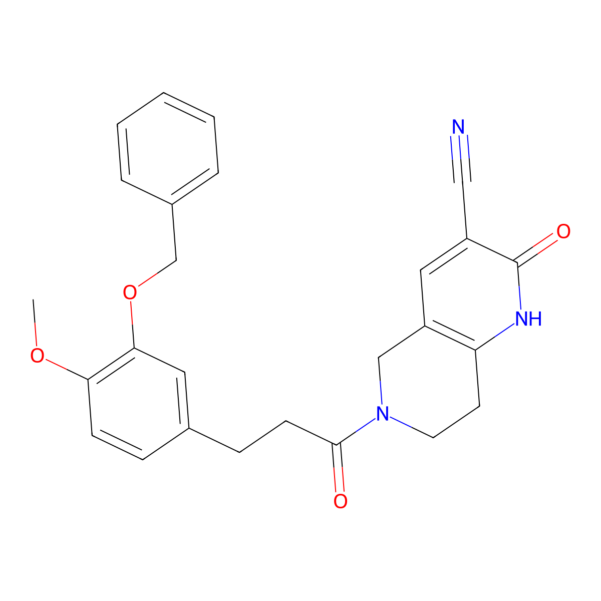 6-(3-(3-(Benzyloxy)-4-methoxyphenyl)propanoyl)-2-oxo-1,2,5,6,7,8-hexahydro-1,6-naphthyridine-3-carbonitrile molecular structure, CAS 2034425-94-8