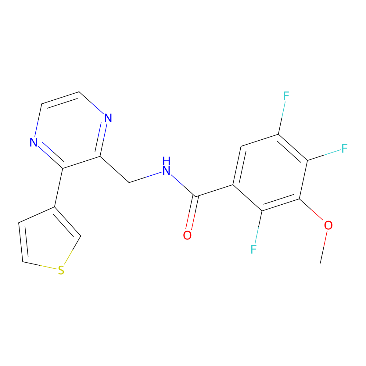 2,4,5-trifluoro-3-methoxy-N-((3-(thiophen-3-yl)pyrazin-2-yl)methyl)benzamide molecular structure, CAS 2034425-95-9