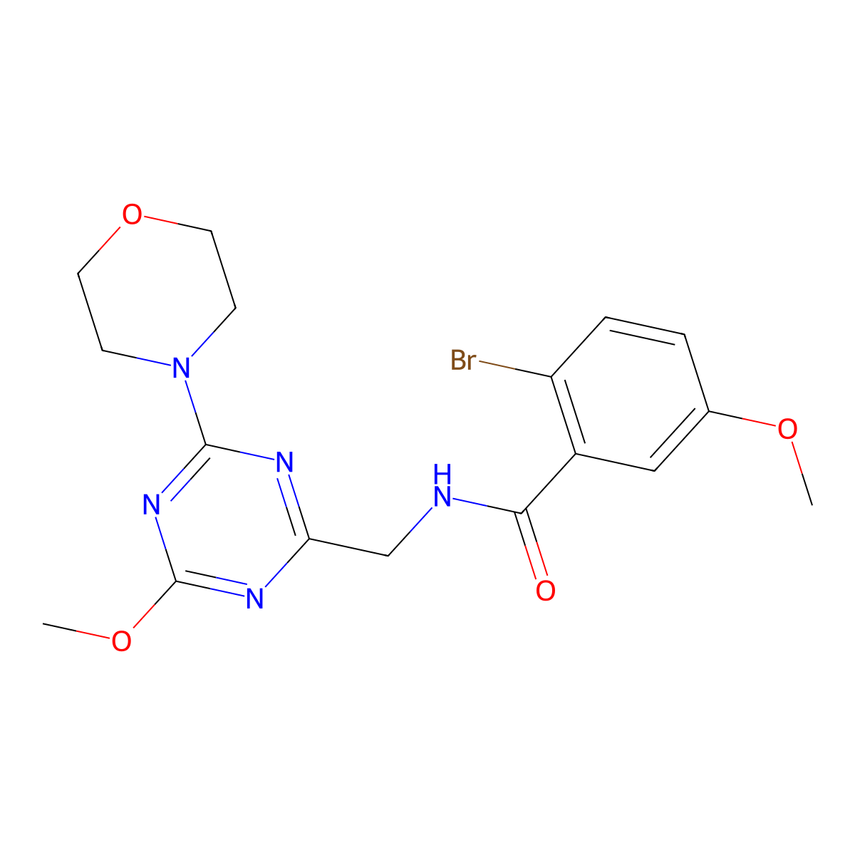 2-bromo-5-methoxy-N-((4-methoxy-6-morpholino-1,3,5-triazin-2-yl)methyl)benzamide molecular structure, CAS 2034425-96-0