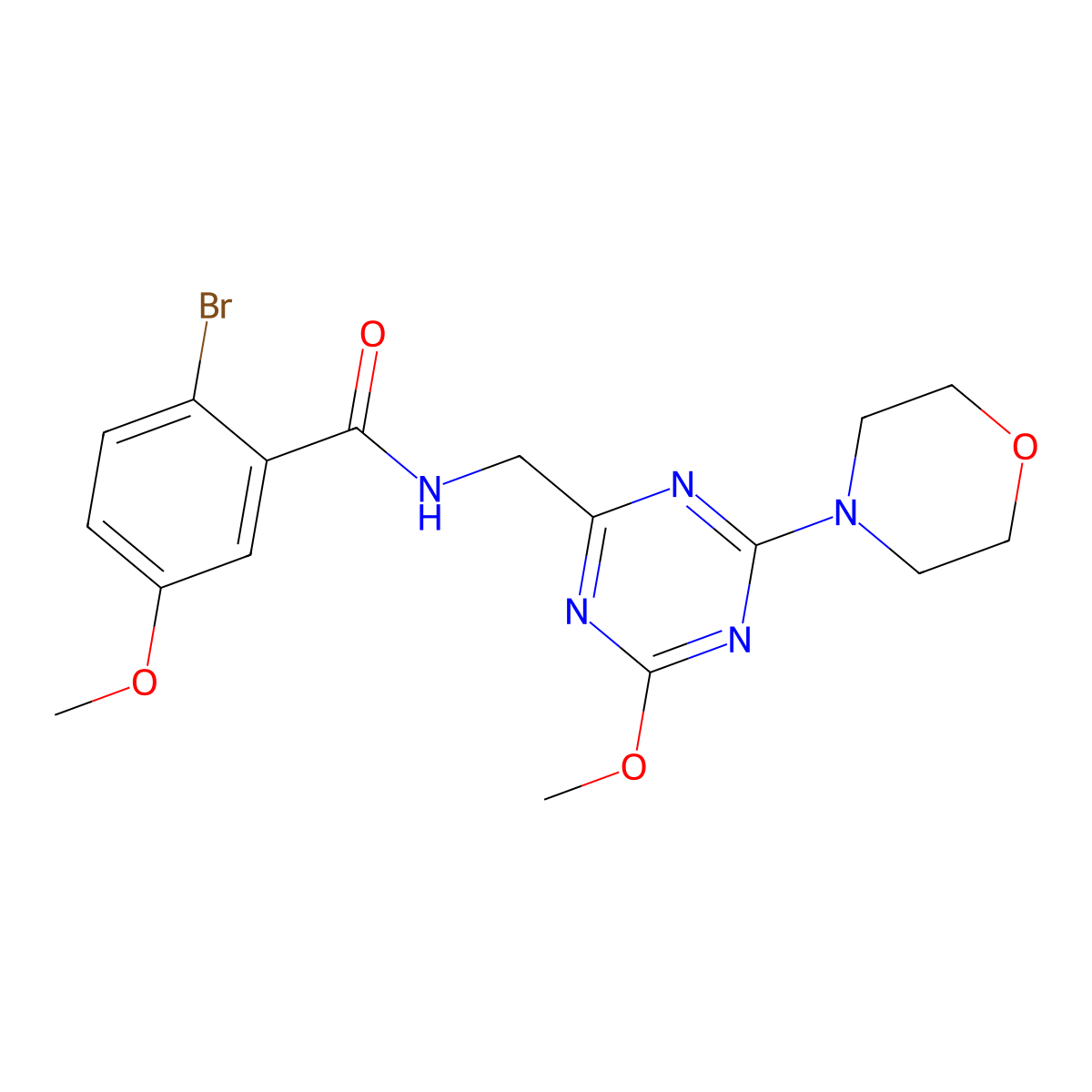 2-bromo-5-methoxy-N-((4-methoxy-6-morpholino-1,3,5-triazin-2-yl)methyl)benzamide molecular structure, CAS 2034425-96-0