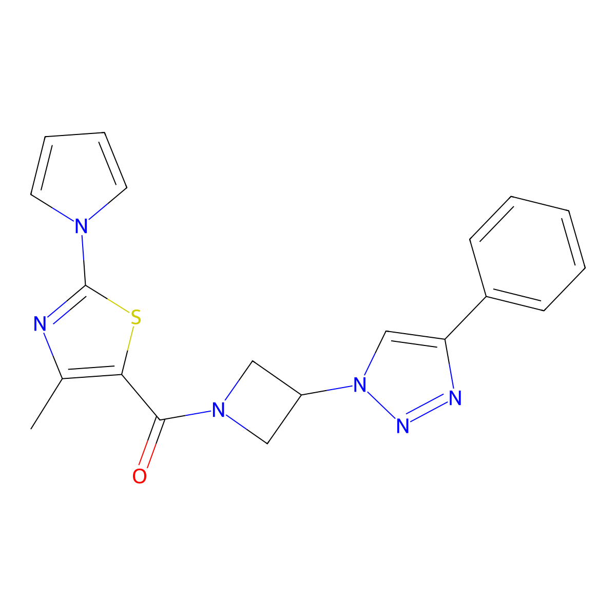 (4-methyl-2-(1H-pyrrol-1-yl)thiazol-5-yl)(3-(4-phenyl-1H-1,2,3-triazol-1-yl)azetidin-1-yl)methanone molecular structure, CAS 2034425-98-2