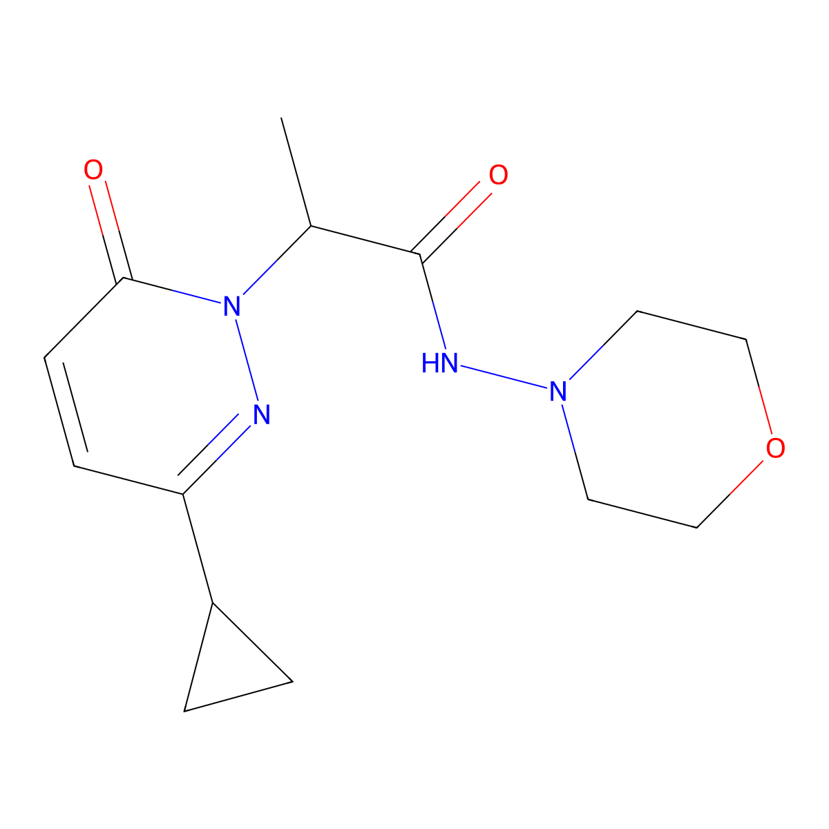 2-(3-cyclopropyl-6-oxopyridazin-1(6H)-yl)-N-morpholinopropanamide molecular structure, CAS 2034426-03-2