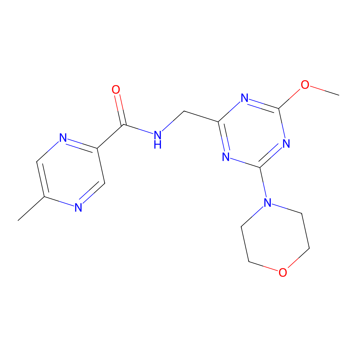 N-((4-methoxy-6-morpholino-1,3,5-triazin-2-yl)methyl)-5-methylpyrazine-2-carboxamide molecular structure, CAS 2034426-04-3