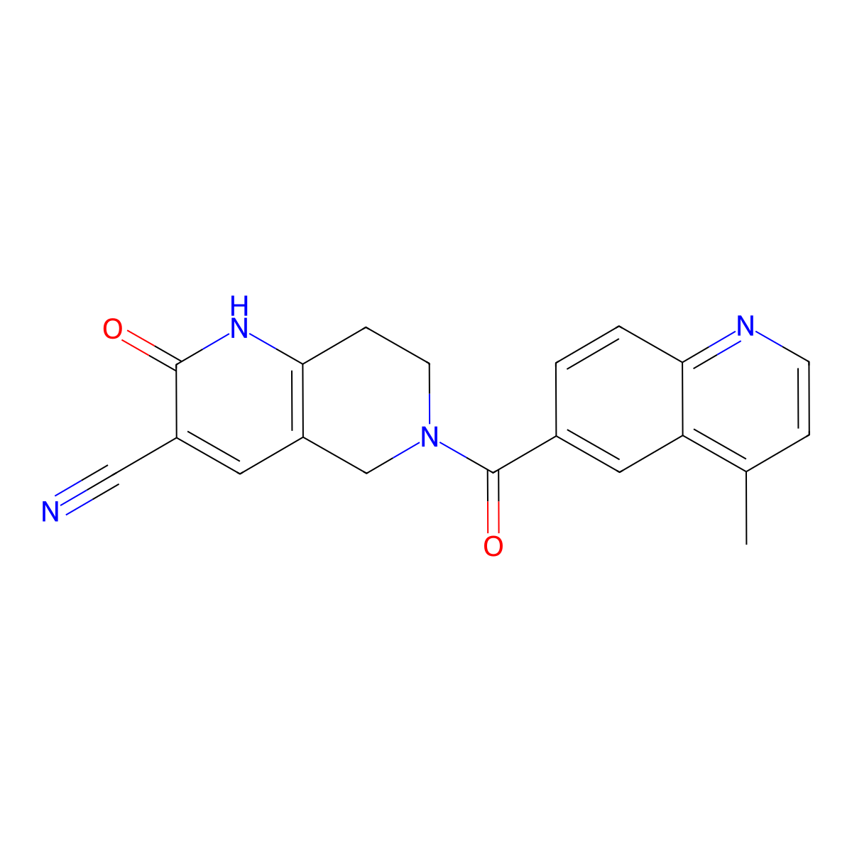 6-(4-Methylquinoline-6-carbonyl)-2-oxo-1,2,5,6,7,8-hexahydro-1,6-naphthyridine-3-carbonitrile molecular structure, CAS 2034426-05-4