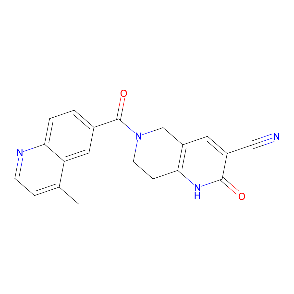 6-(4-Methylquinoline-6-carbonyl)-2-oxo-1,2,5,6,7,8-hexahydro-1,6-naphthyridine-3-carbonitrile molecular structure, CAS 2034426-05-4