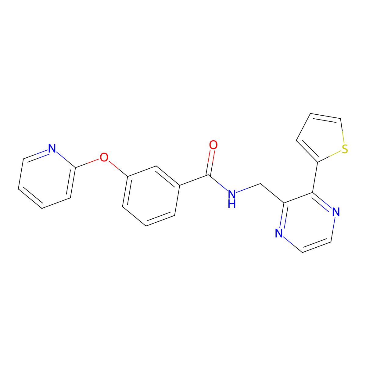 3-(pyridin-2-yloxy)-N-((3-(thiophen-2-yl)pyrazin-2-yl)methyl)benzamide molecular structure, CAS 2034426-06-5