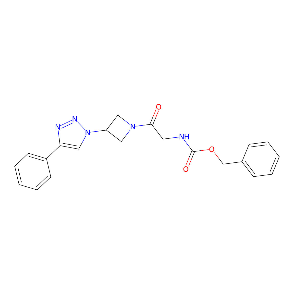 benzyl (2-oxo-2-(3-(4-phenyl-1H-1,2,3-triazol-1-yl)azetidin-1-yl)ethyl)carbamate molecular structure, CAS 2034426-07-6