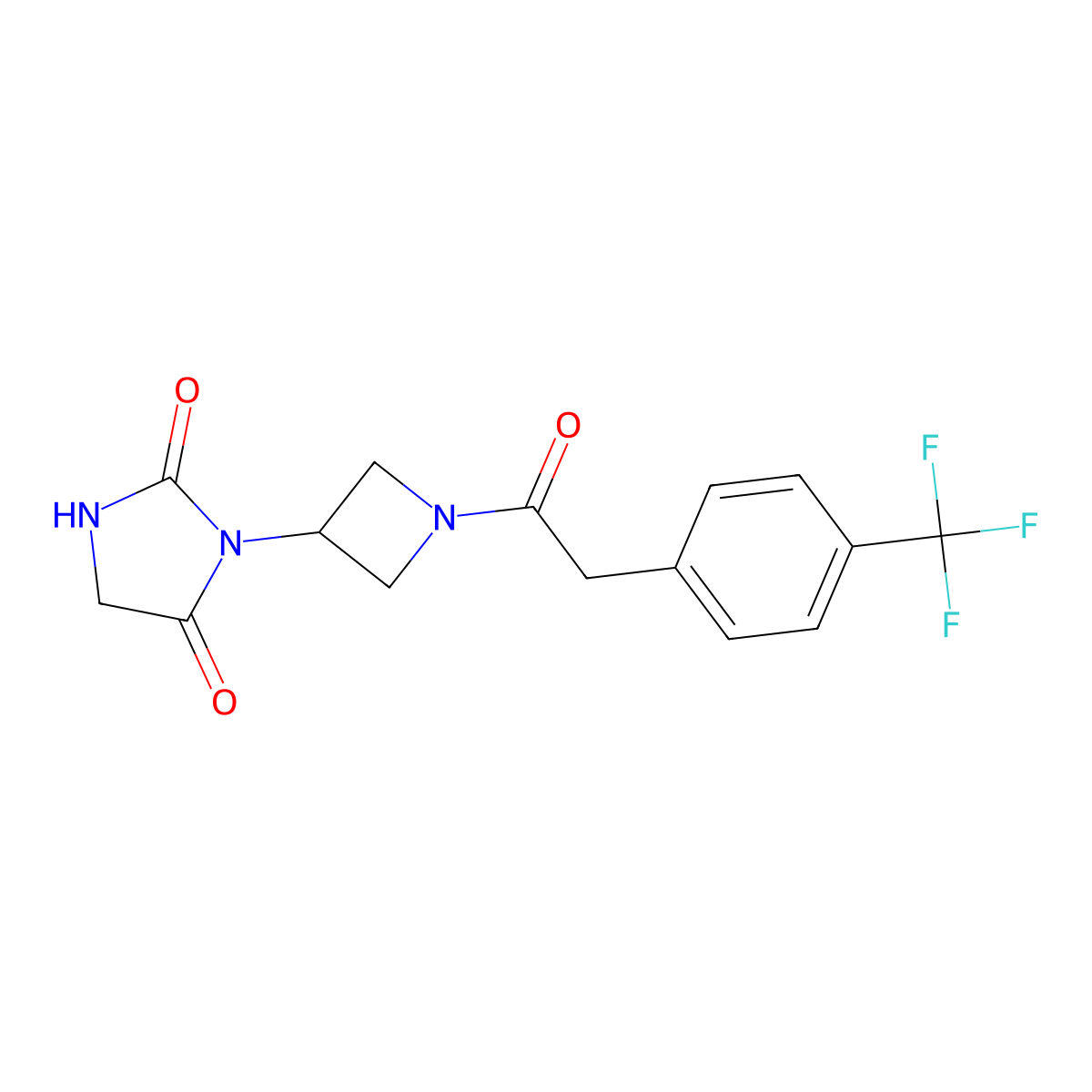 3-(1-{2-[4-(Trifluoromethyl)phenyl]acetyl}azetidin-3-yl)imidazolidine-2,4-dione molecular structure, CAS 2034426-08-7