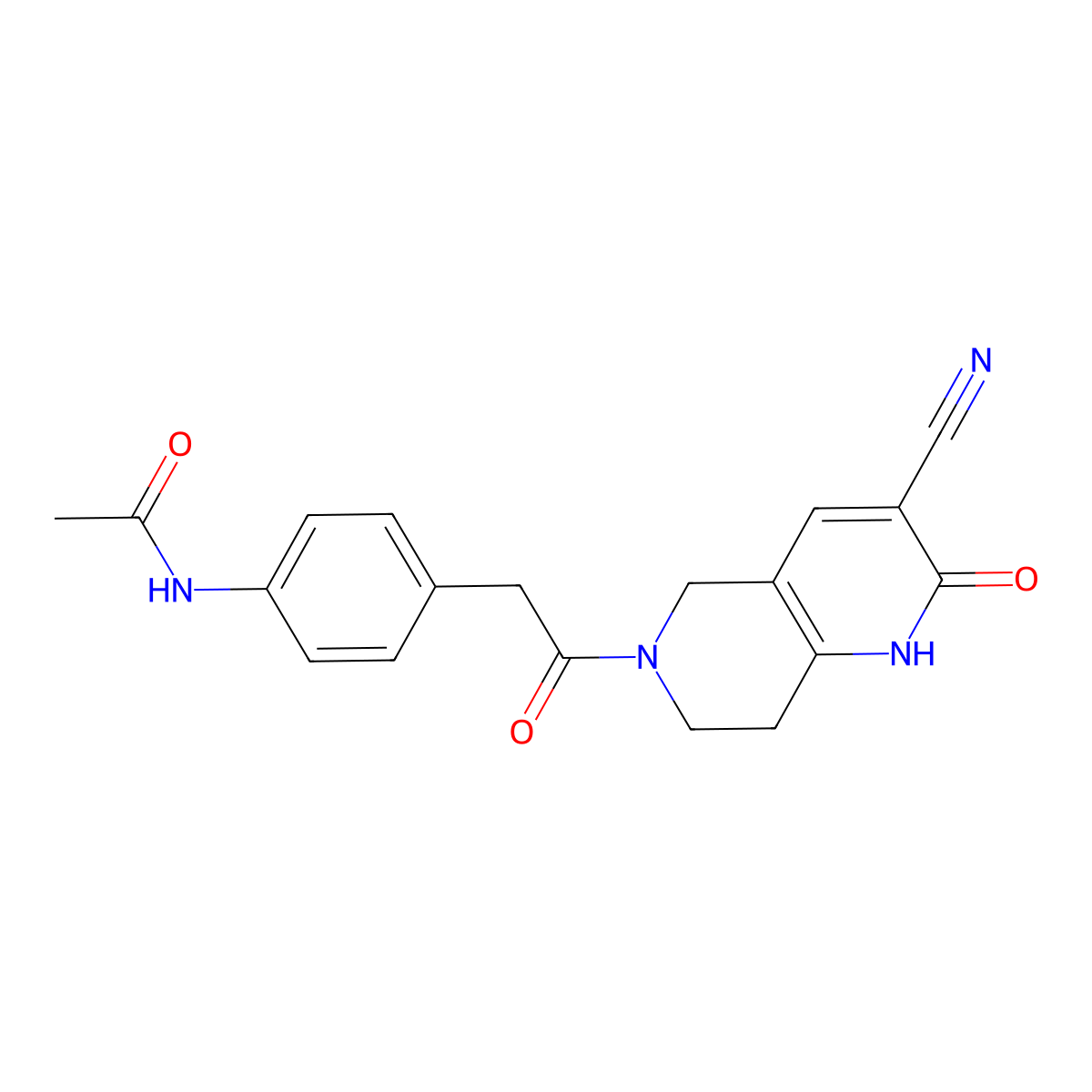 N-(4-(2-(3-cyano-2-oxo-1,2,7,8-tetrahydro-1,6-naphthyridin-6(5H)-yl)-2-oxoethyl)phenyl)acetamide molecular structure, CAS 2034426-10-1