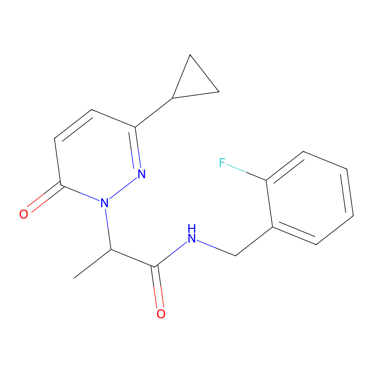 2-(3-cyclopropyl-6-oxopyridazin-1(6H)-yl)-N-(2-fluorobenzyl)propanamide molecular structure, CAS 2034426-13-4
