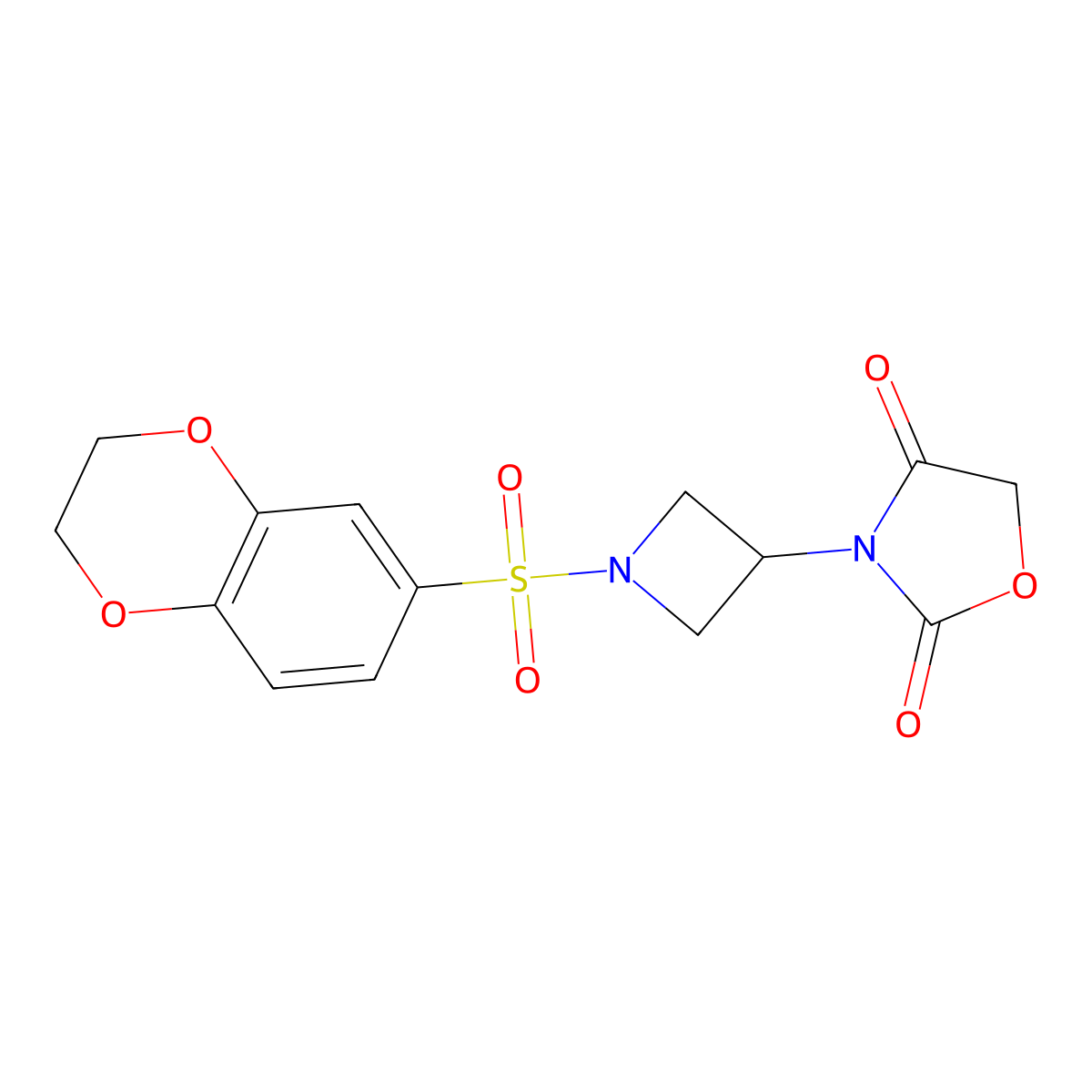 3-(1-((2,3-Dihydrobenzo[b][1,4]dioxin-6-yl)sulfonyl)azetidin-3-yl)oxazolidine-2,4-dione molecular structure, CAS 2034426-14-5