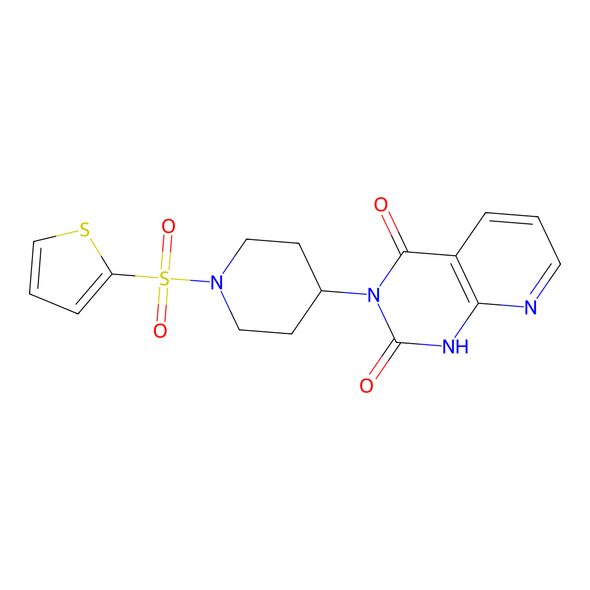 3-(1-(thiophen-2-ylsulfonyl)piperidin-4-yl)pyrido[2,3-d]pyrimidine-2,4(1H,3H)-dione molecular structure, CAS 2034426-15-6
