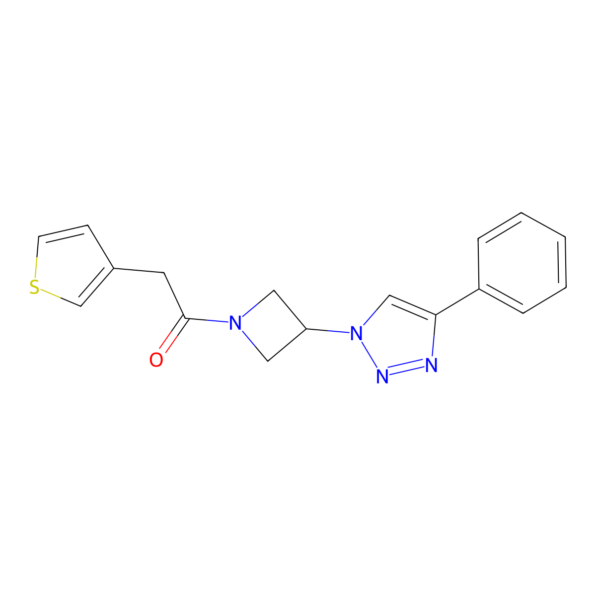 1-(3-(4-phenyl-1H-1,2,3-triazol-1-yl)azetidin-1-yl)-2-(thiophen-3-yl)ethanone molecular structure, CAS 2034426-16-7