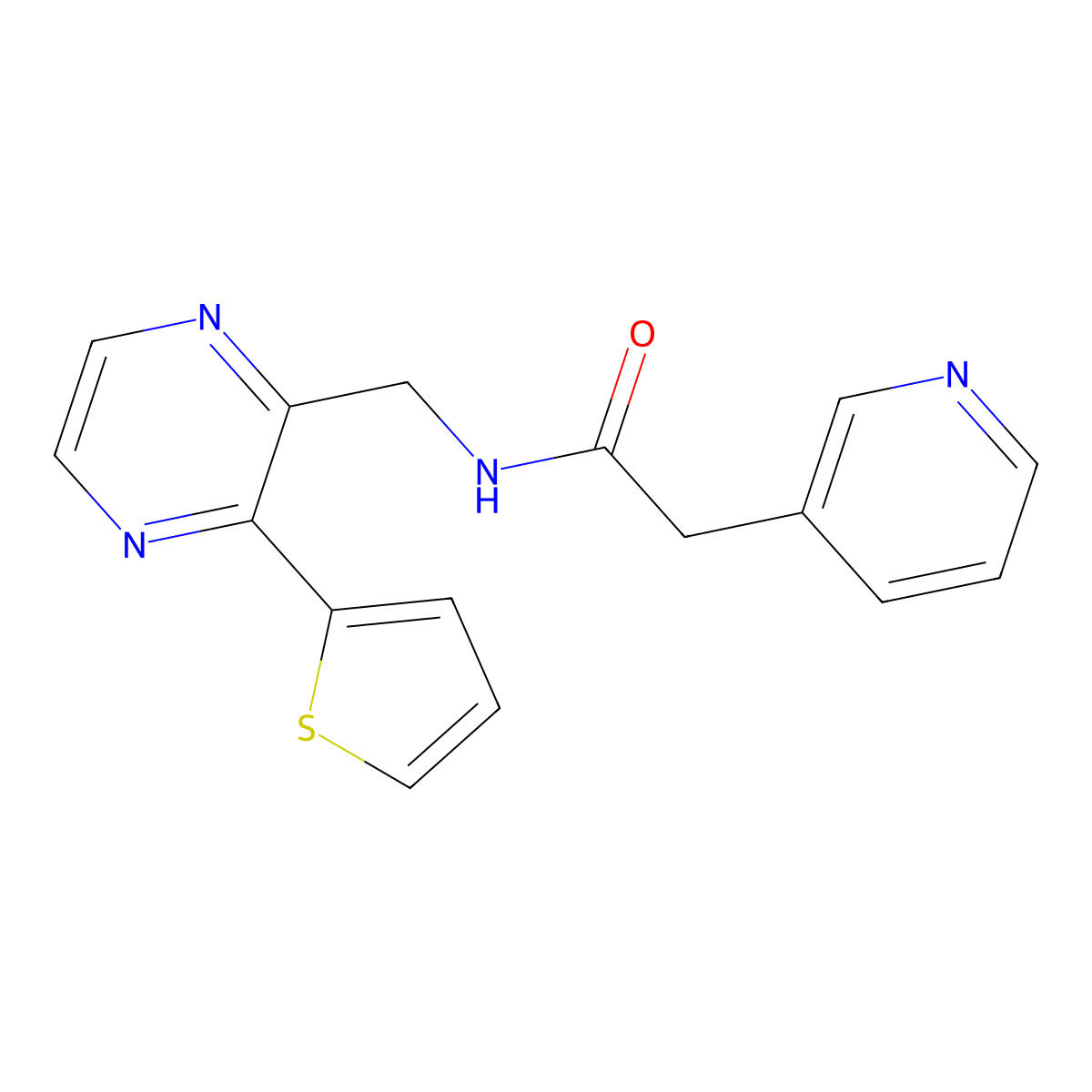 2-(pyridin-3-yl)-N-((3-(thiophen-2-yl)pyrazin-2-yl)methyl)acetamide molecular structure, CAS 2034426-17-8