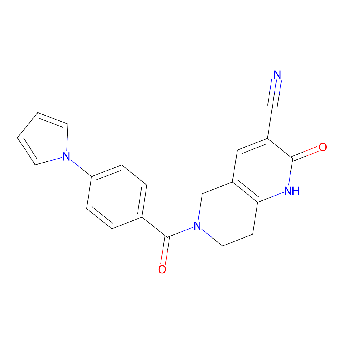 6-(4-(1H-pyrrol-1-yl)benzoyl)-2-oxo-1,2,5,6,7,8-hexahydro-1,6-naphthyridine-3-carbonitrile molecular structure, CAS 2034426-18-9