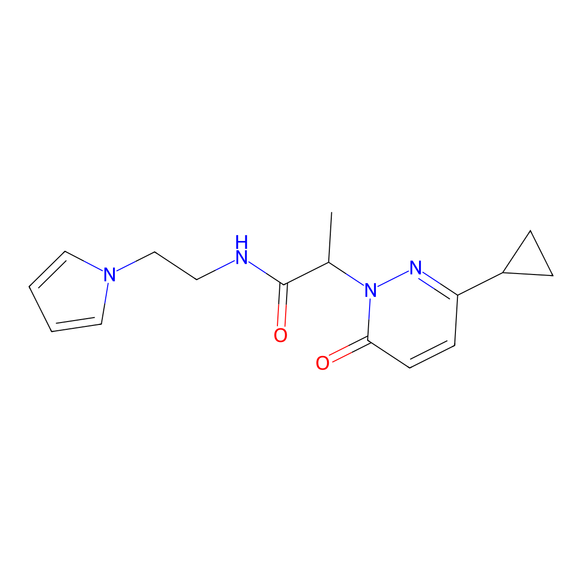 N-(2-(1H-pyrrol-1-yl)ethyl)-2-(3-cyclopropyl-6-oxopyridazin-1(6H)-yl)propanamide molecular structure, CAS 2034426-20-3