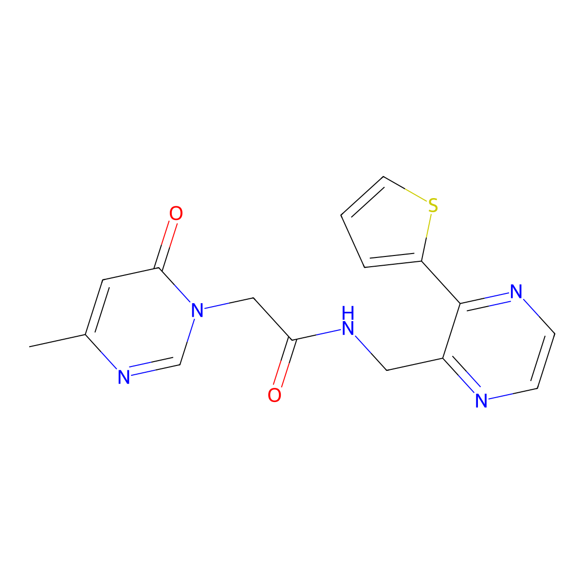 2-(4-methyl-6-oxopyrimidin-1(6H)-yl)-N-((3-(thiophen-2-yl)pyrazin-2-yl)methyl)acetamide molecular structure, CAS 2034426-28-1