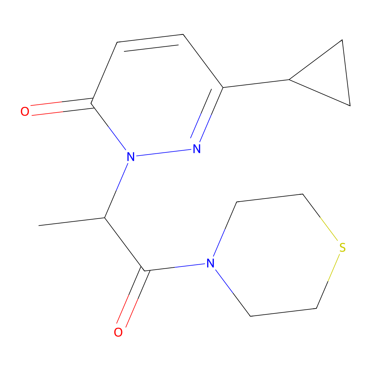 6-cyclopropyl-2-(1-oxo-1-thiomorpholinopropan-2-yl)pyridazin-3(2H)-one molecular structure, CAS 2034426-32-7