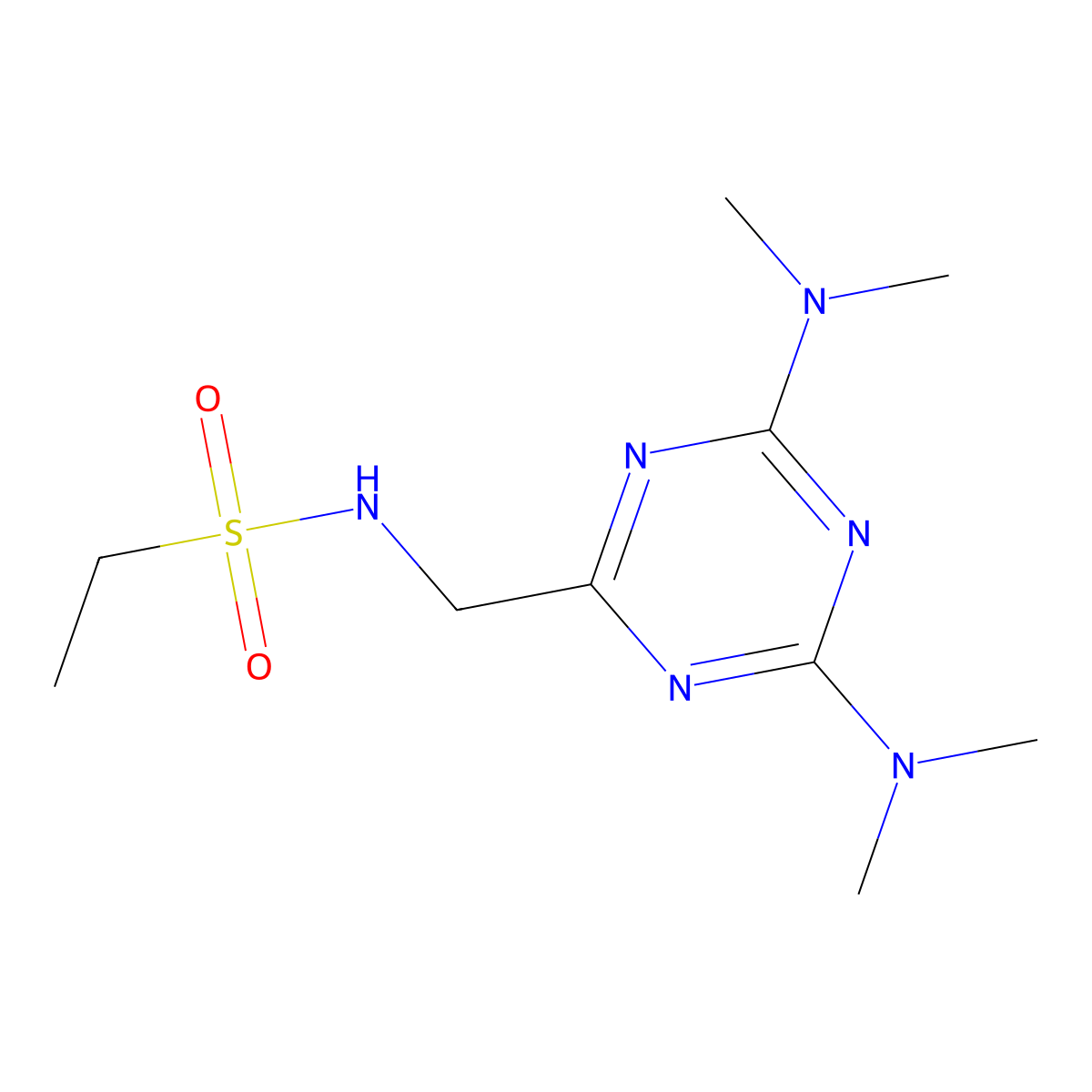 N-((4,6-bis(dimethylamino)-1,3,5-triazin-2-yl)methyl)ethanesulfonamide molecular structure, CAS 2034426-33-8