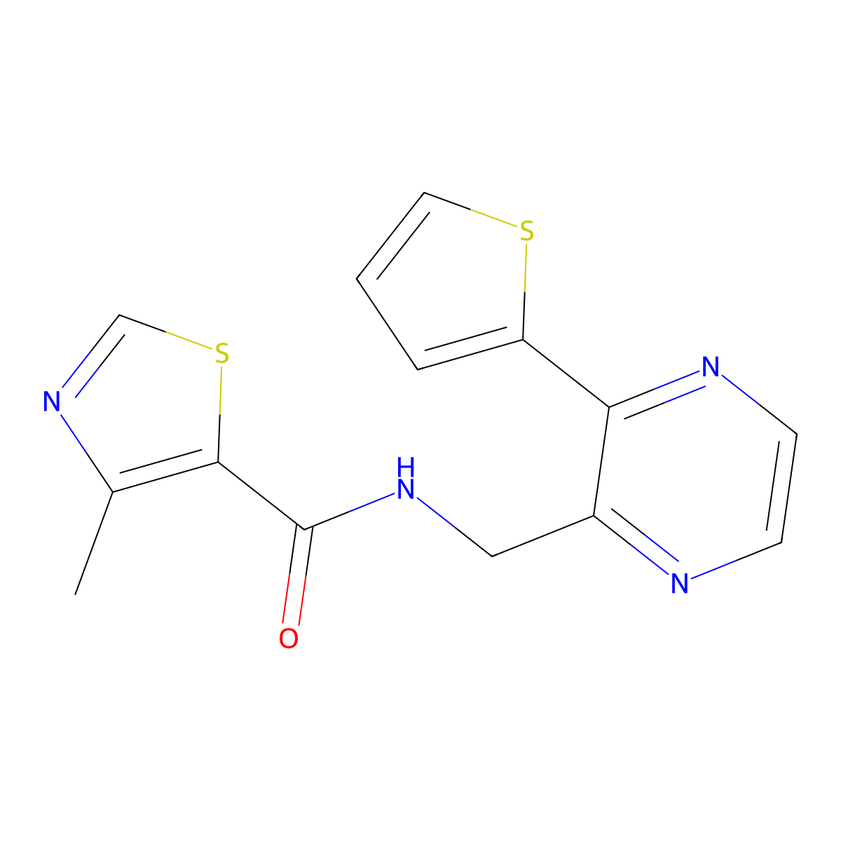 4-methyl-N-((3-(thiophen-2-yl)pyrazin-2-yl)methyl)thiazole-5-carboxamide molecular structure, CAS 2034426-34-9
