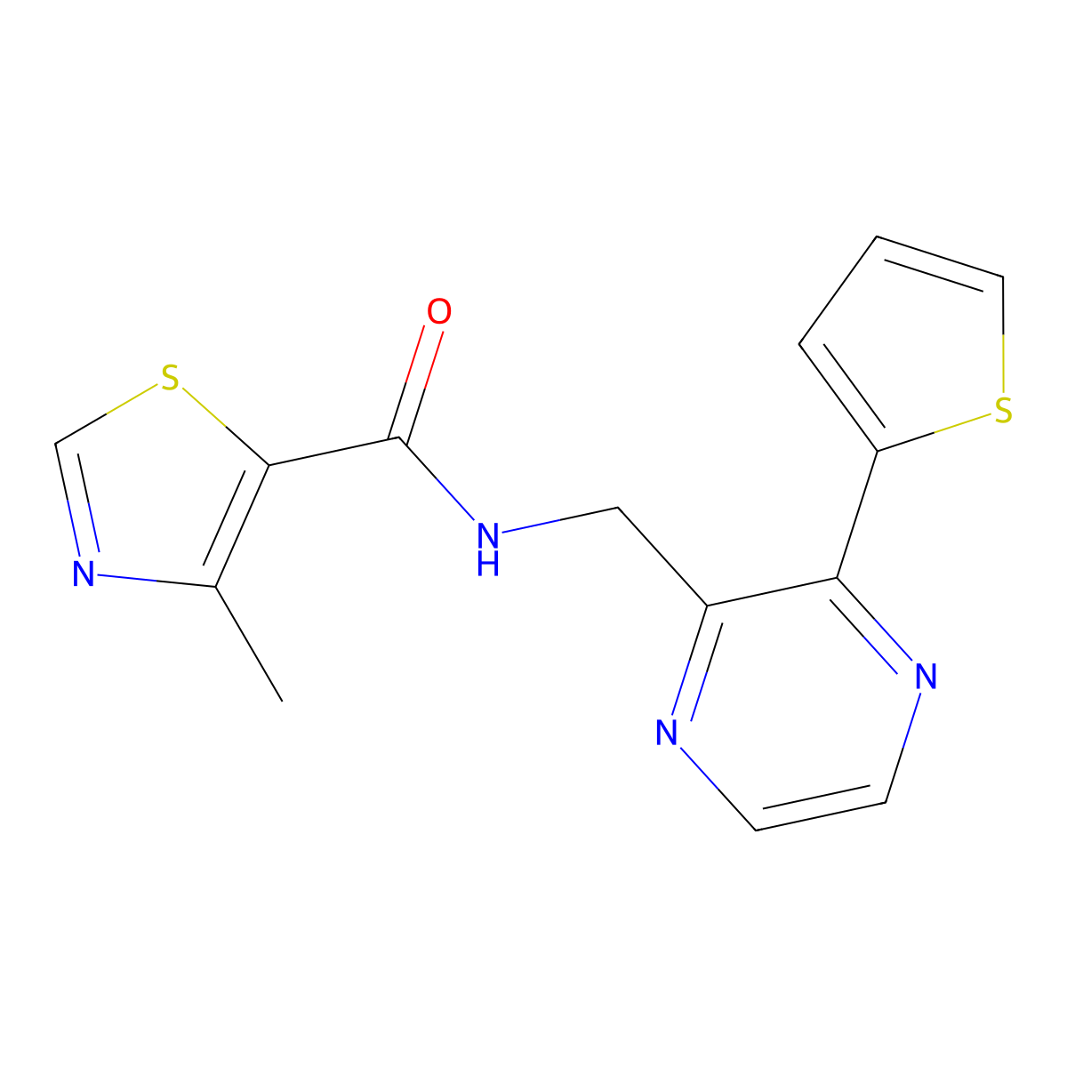 4-methyl-N-((3-(thiophen-2-yl)pyrazin-2-yl)methyl)thiazole-5-carboxamide molecular structure, CAS 2034426-34-9